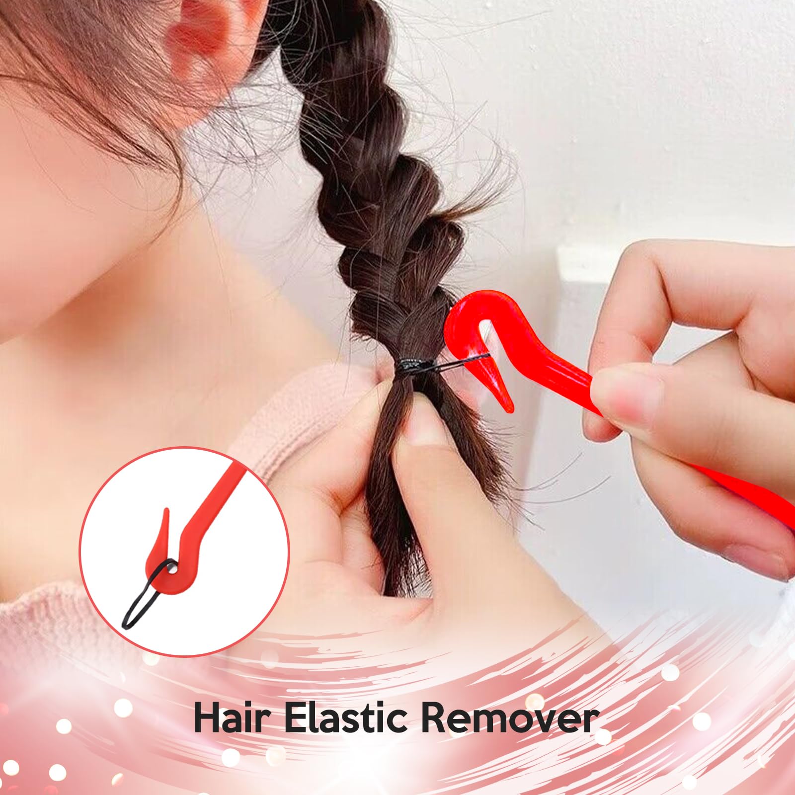 sularpek 1000 Piezas Gomas Pelo, Gomas pelo Pequeñas, Mini Gomitas Pelo, Gomas de Pelo Niña, Gomas Elasticas Pelo, con 1 Removedor de Bandas Para el Cabello y 2 Uds Trenzador, para Niñas y Bebés