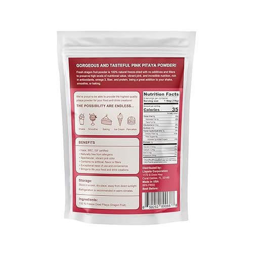 Miniatura 2 de GRELIM Polvo de fruta del dragón 4.23 onzas, polvo de pitaya liofilizado, polvo de pitaya de fruta del dragón para batido 4.23 oz