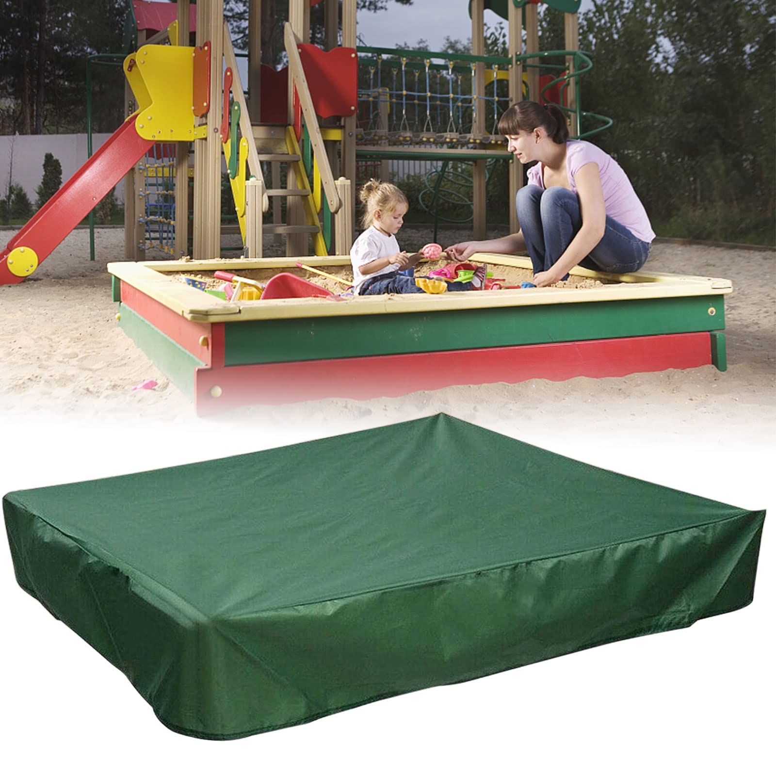 JOKILY Copertura impermeabile per sabbiera, telo di copertura per sabbiera, copertura per sabbiera, resistente alla polvere, con cordoncino, copertura per sabbiera per sabbiera, piscina, terrazzo