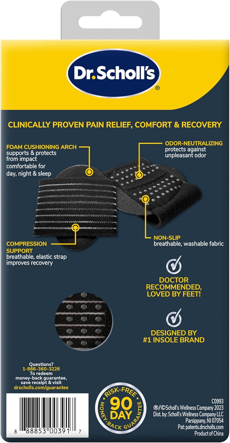 Dr. Scholl's® Plantar Fasciitis & Achy Feet Relief Arch Support Sleeve, Cushioned Arch Support, Compression Band, Foam Pad Insert, Non Slip Sole, All-Day Wear Morning to Night, Unisex 1 Pair - Image 9