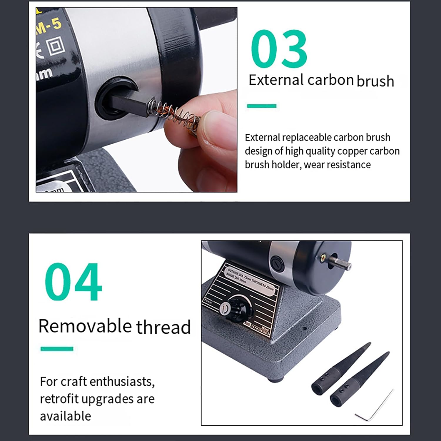 Bench Lathe Polisher, 180W Desktop Cloth Wheel Polishing Machine With Powerful machine, 0-8000rpm Stepless speed regulation, Jewelry Grinding Machine Small Grinder For Jewelry Making