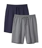 Mens Pajama Shorts Ultra-Soft Cotton Sleep Shorts with Pockets, Breathable & Lightweight Lounge Sleepwear 2 Pack