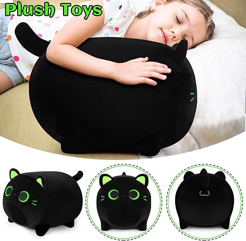 Miniatura 4 de Animal de peluche de gato negro de 16 pulgadas, almohada de felpa de gato negro, lindo peluche de gato suave, almohadas de felpa para gatos,