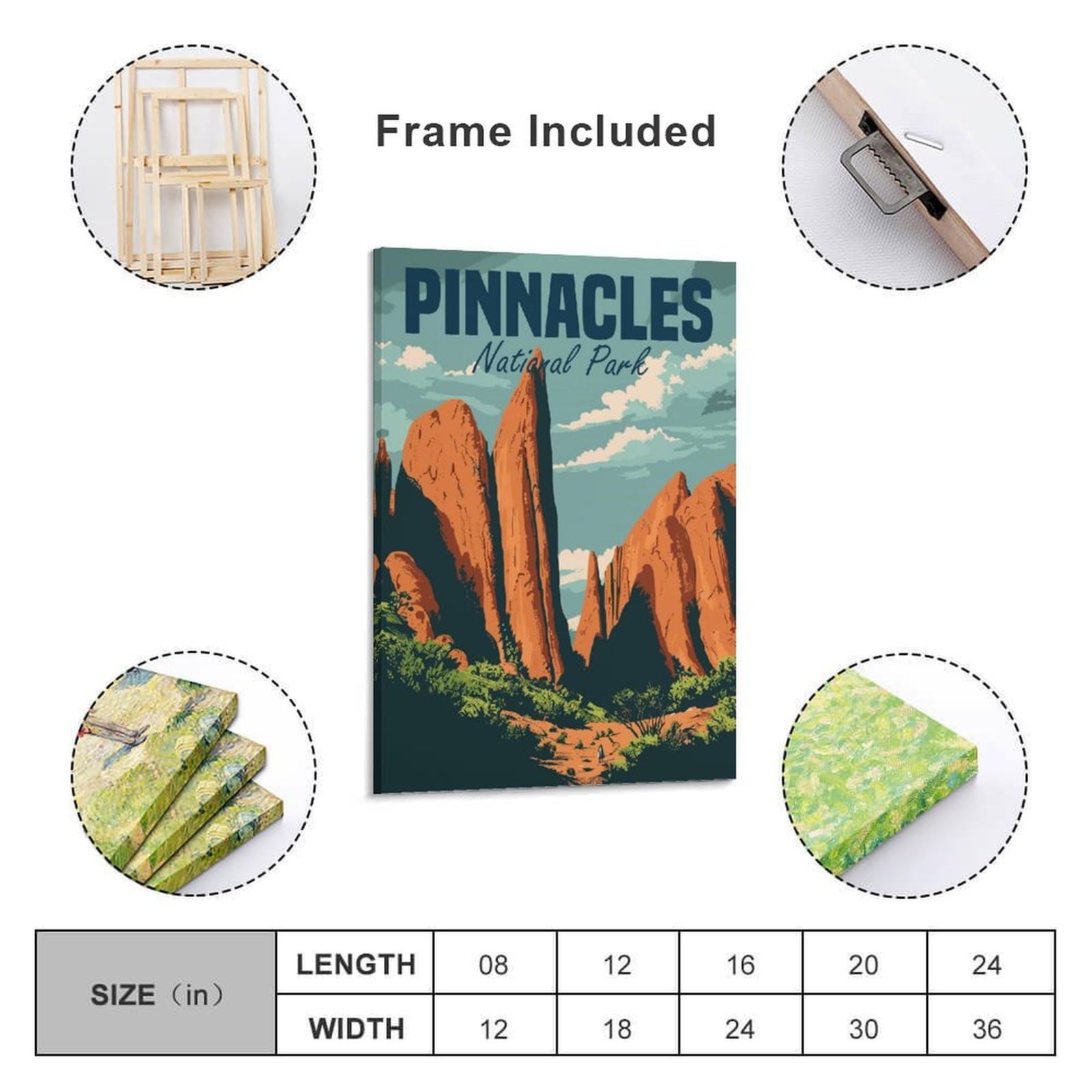 Junmoney Wandbild Pinnacles National Park, 24x36inch(60x90cm), Für Wohnraum, Flur Oder Apartments, Persönliche Wanddeko Als Geschenk, Für Persönliche Wohnideen