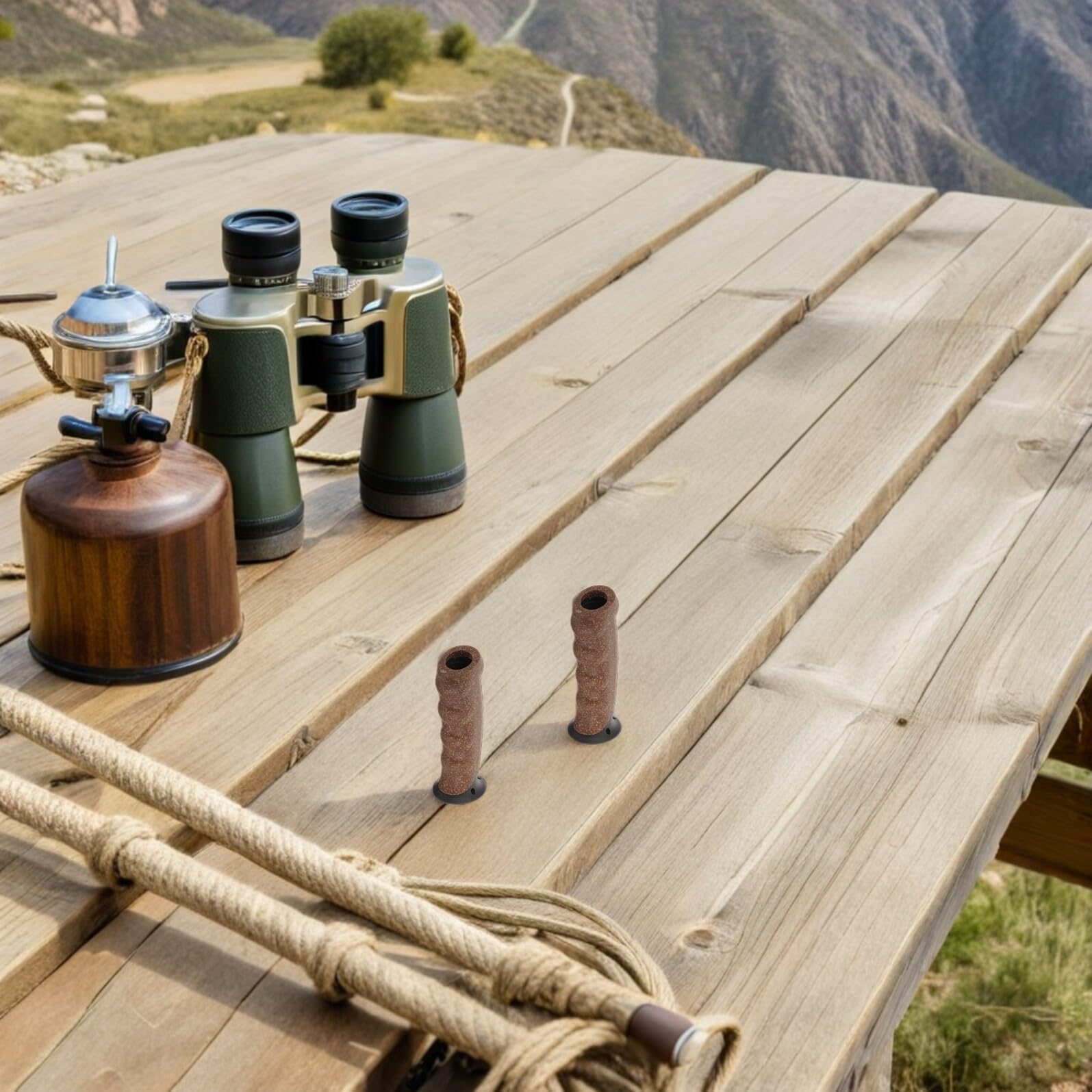 Lot de 5 Poignées de Remplacement Antidérapantes en Liège Naturel pour Bâtons de Randonnée et Trekking, Poignée Droite Ergonomique Jaune, Confort de Prise, Compatibles