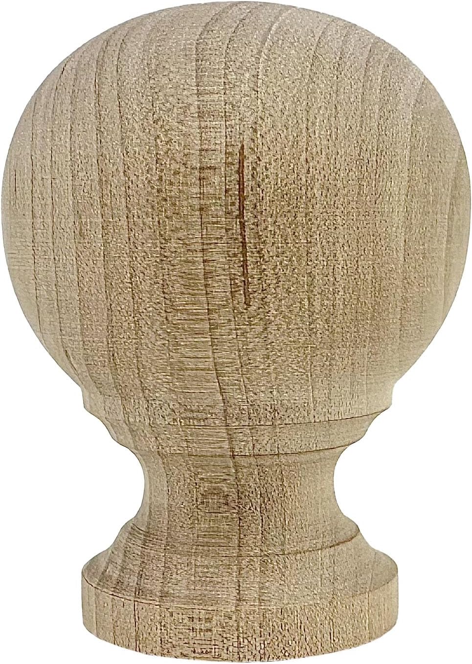 Highland Manor Wood Products Melrose Ball Finial 2 7/8" x 2 1/8" Wide - Unfinished Wooden Finials for Indoor Use - Perfect for Staircases or Bed Posts (Maple) (4 Finials)