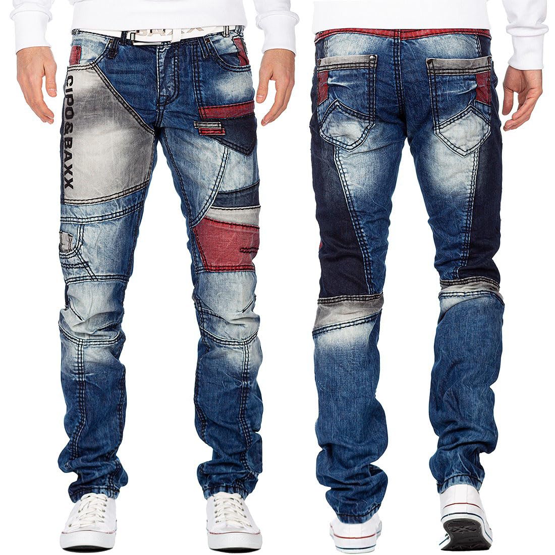 Cipo & Baxx Jeans da Uomo Regular Fit & Slim Fit – Denim alla Moda per Uomo con Effetto Used, Zip e Stile Biker | Jeans Blu e Neri per l’Uso Quotidiano e Il Tempo Libero