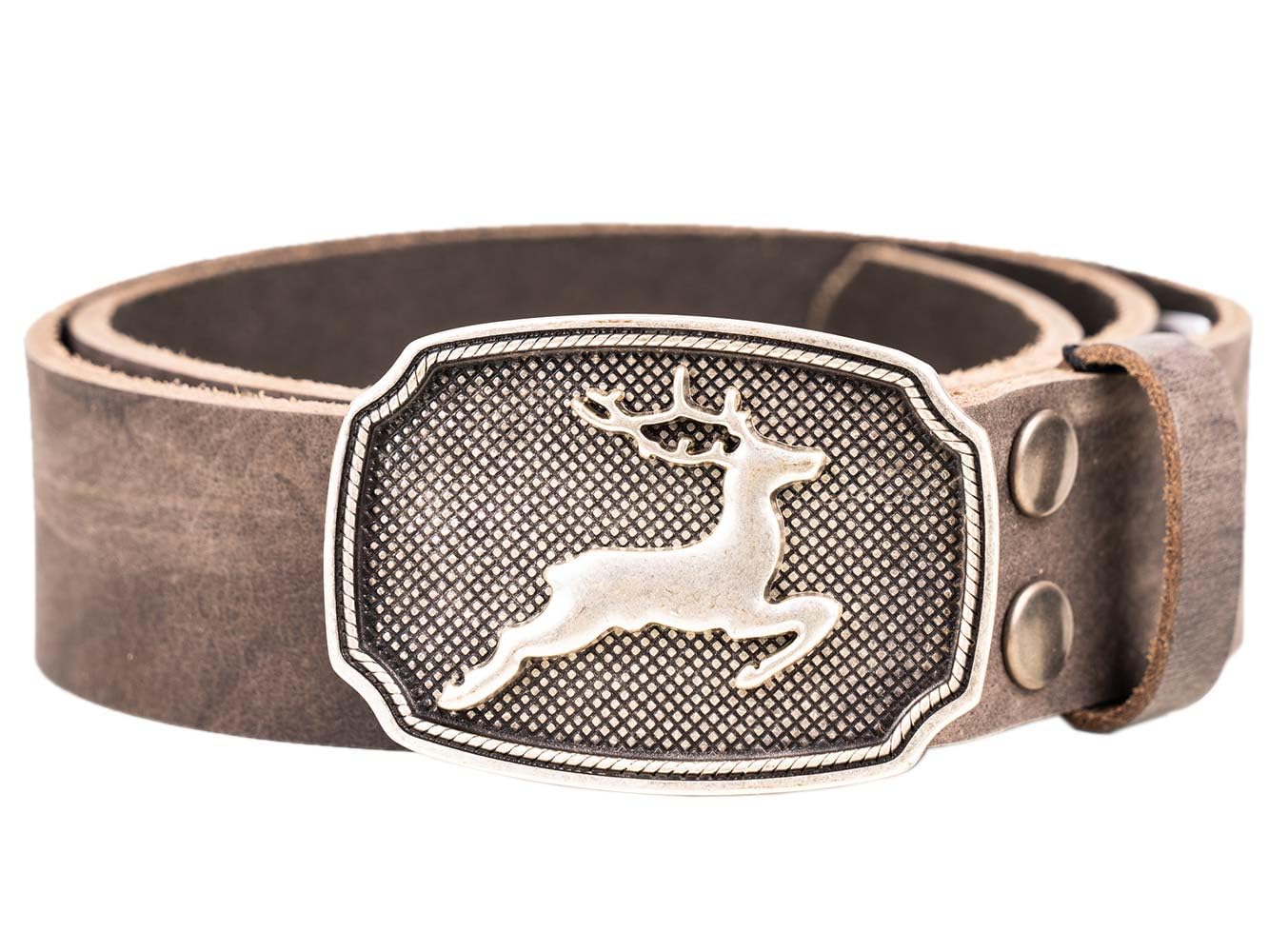 Goldschmidt Trachten Trachtengürtel Benno 40mm breit | Echtleder-Gürtel Made in Germany | Gürtelschnalle mit Hirsch | Für Lederhosen