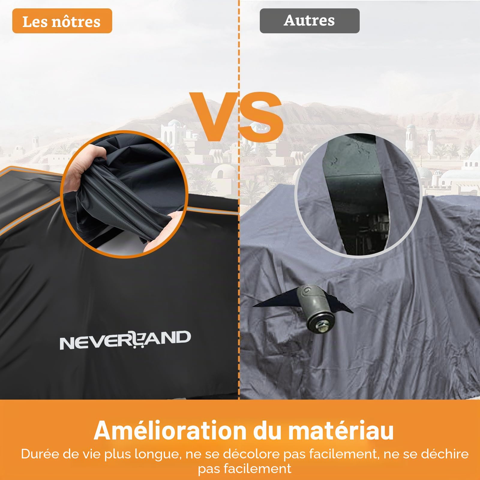 NEVERLAND Bache de Protection pour Quad, 210 x 120 x 115 cm 420D Tissu Oxford Imperméable Utilisable en Intérieur et en Extérieur Bache Quad Coupe-Vent, Anti-grêle, Anti-poussière XL