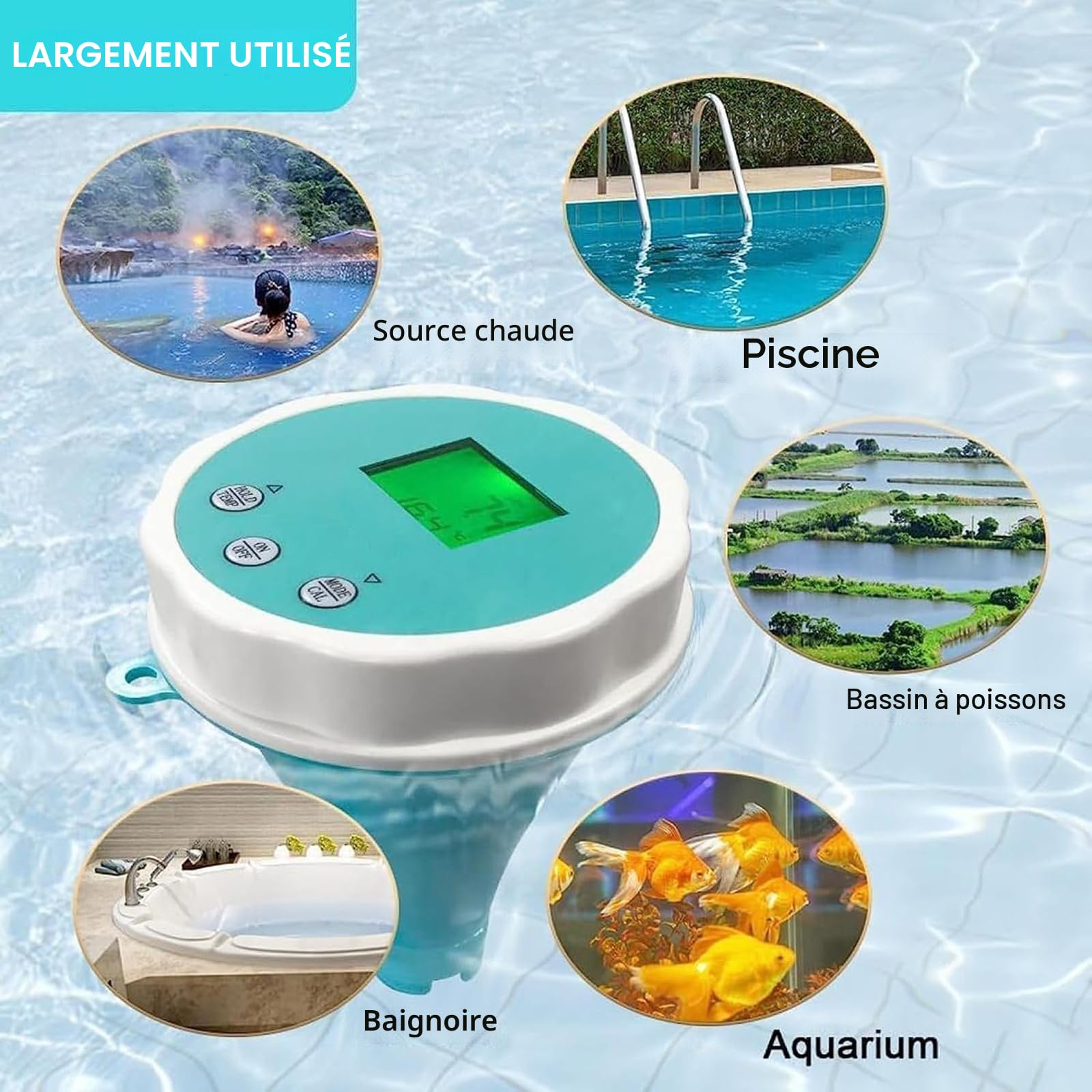 Détecteur Qualité L'eau, Testeur Qualité L'eau Piscine, Compteur 6 En 1 Avec Bluetooth, Mesure Professionnelle Du PH, Redox, Chlore, EC Et Température, Adapté L'eau Potable Maison Culture Hydroponique