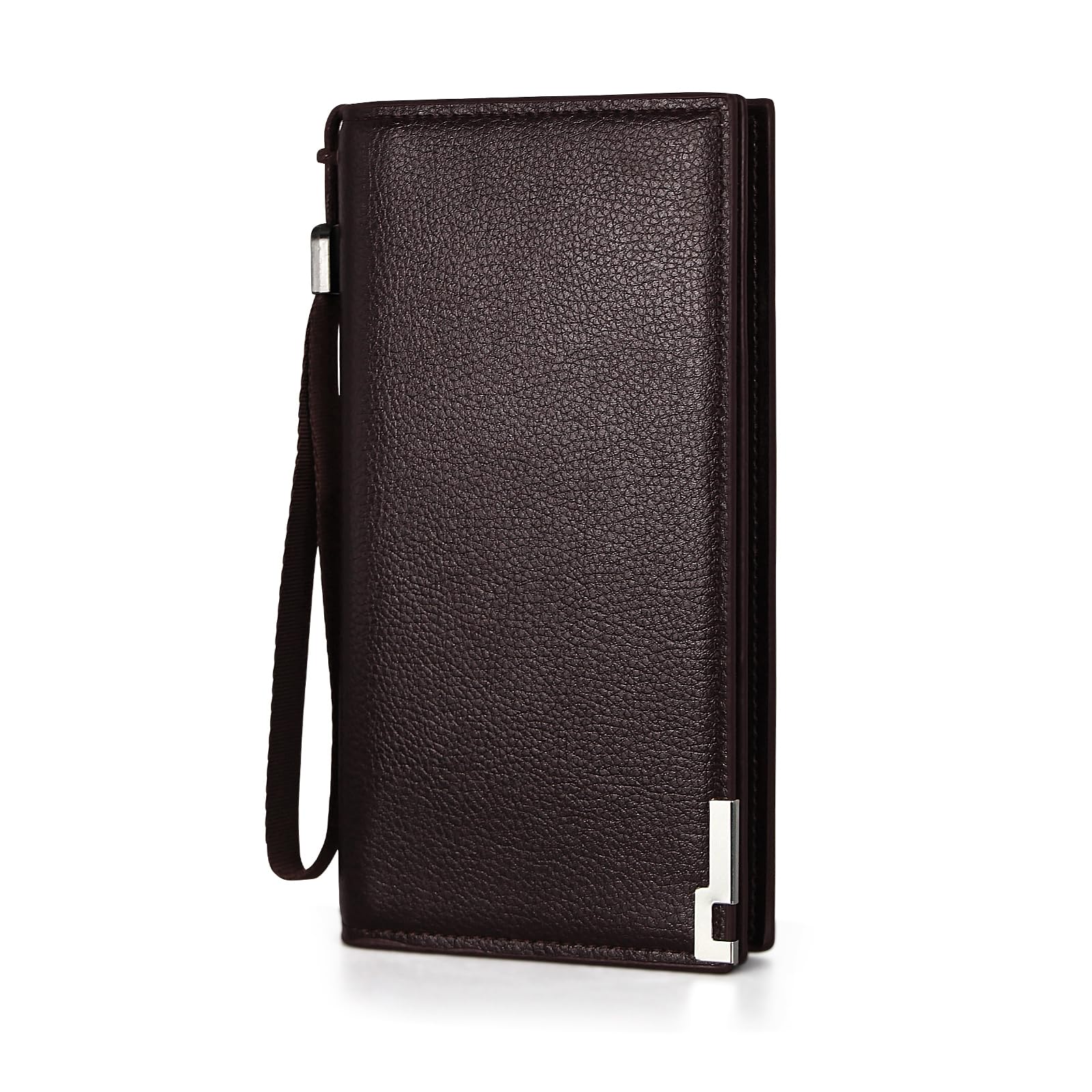 Wallet for Men, Long PU Leather Business Wallet Minimalist Credit Card Holder with Multi Slot and Zipper Pocket, Coffee, One Size, Fashion-image-31