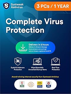Systweak Antivirus for Windows 3 PC, 1 Year | Real-Time Protection | Exploit & Malware Protection | USB Protection | Firew...