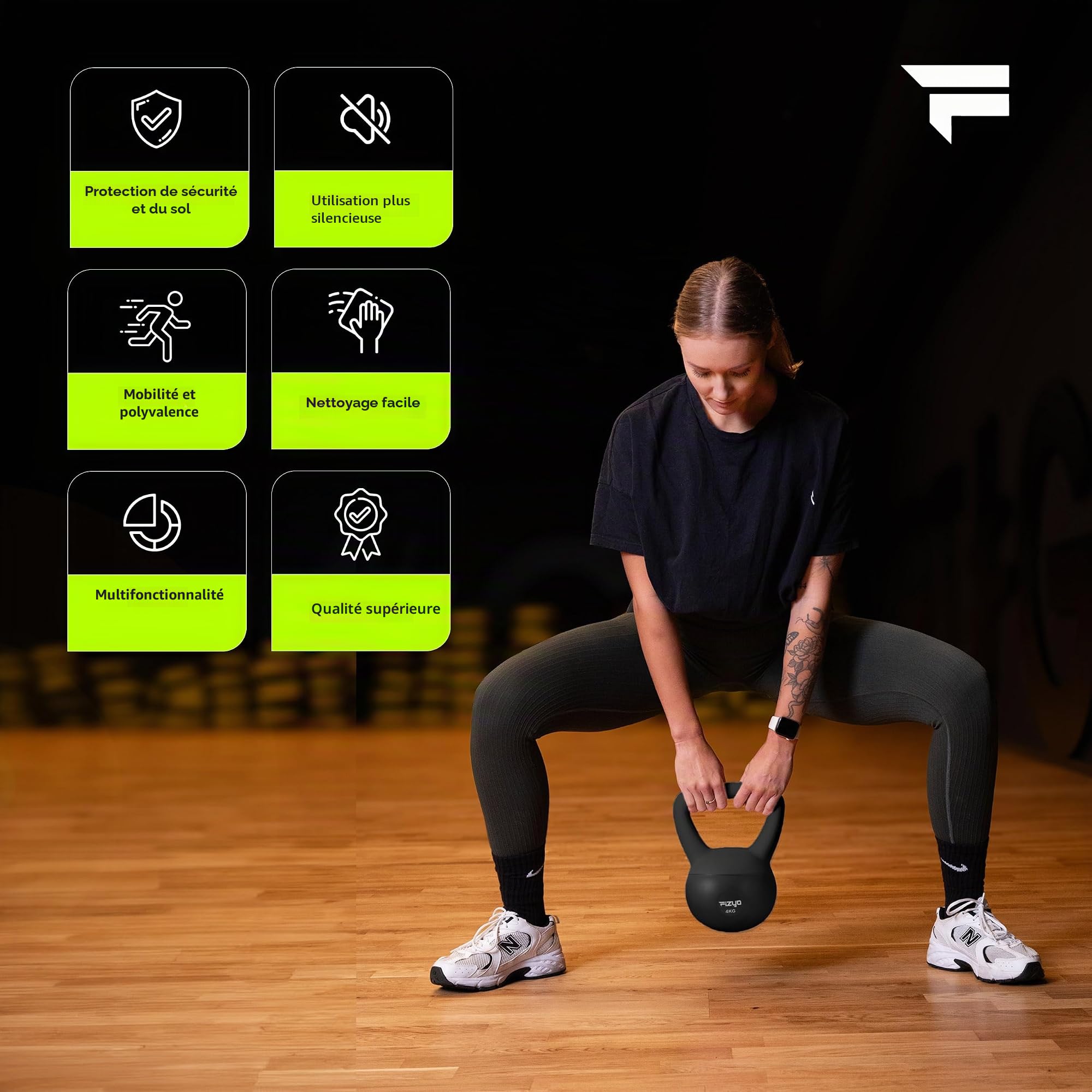 FIZYO Kettlebell Souple PVC avec Sable de Fer – Poignée Antidérapante, Poids pour Musculation, Fitness et Cardio, Entraînement à Domicile, Squats, Swing, Renforcement Musculaire