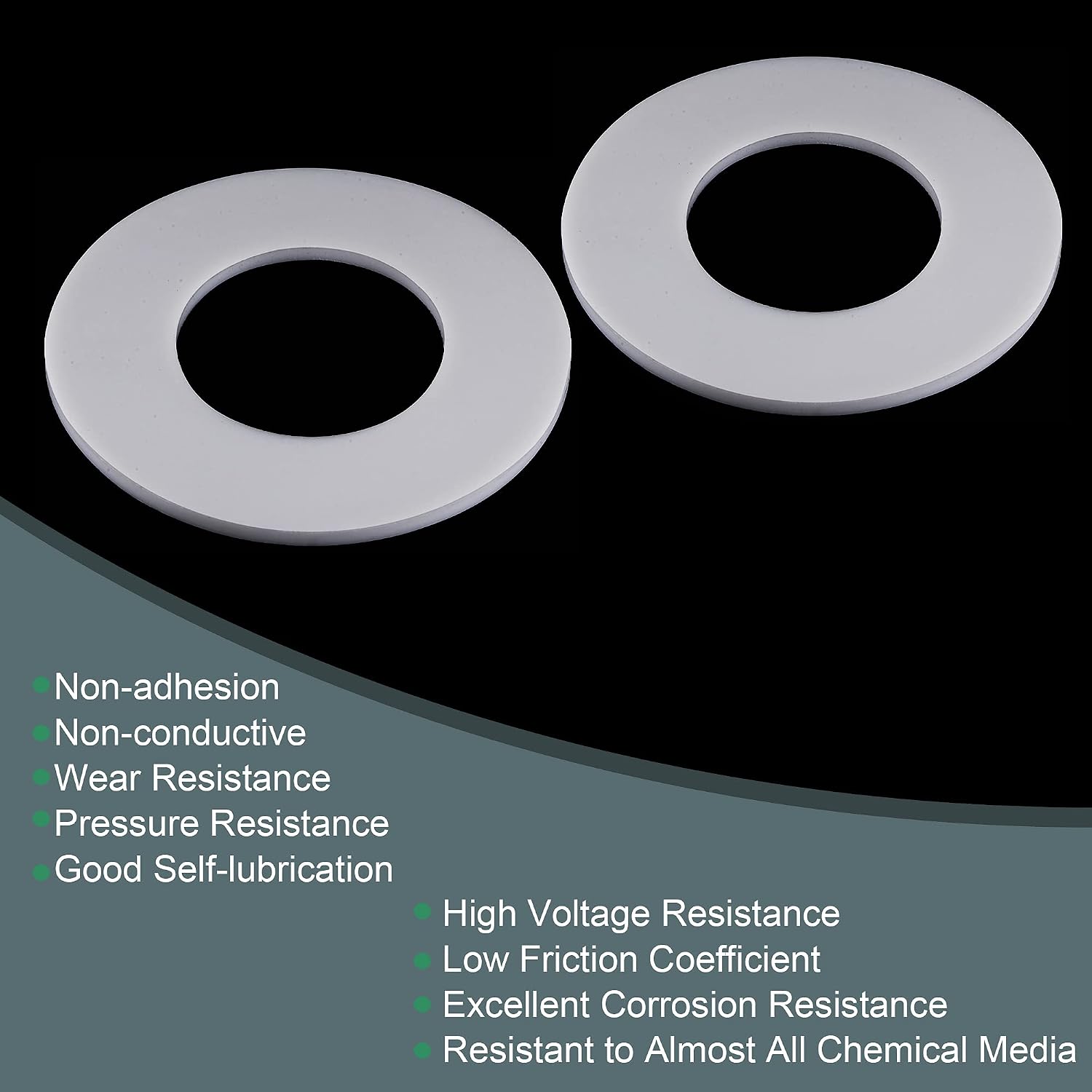 MECCANIXITY PTFE Flat Washers 88mm OD 45mm ID 3mm Thick DN40 Flange Gasket, White Pack of 2