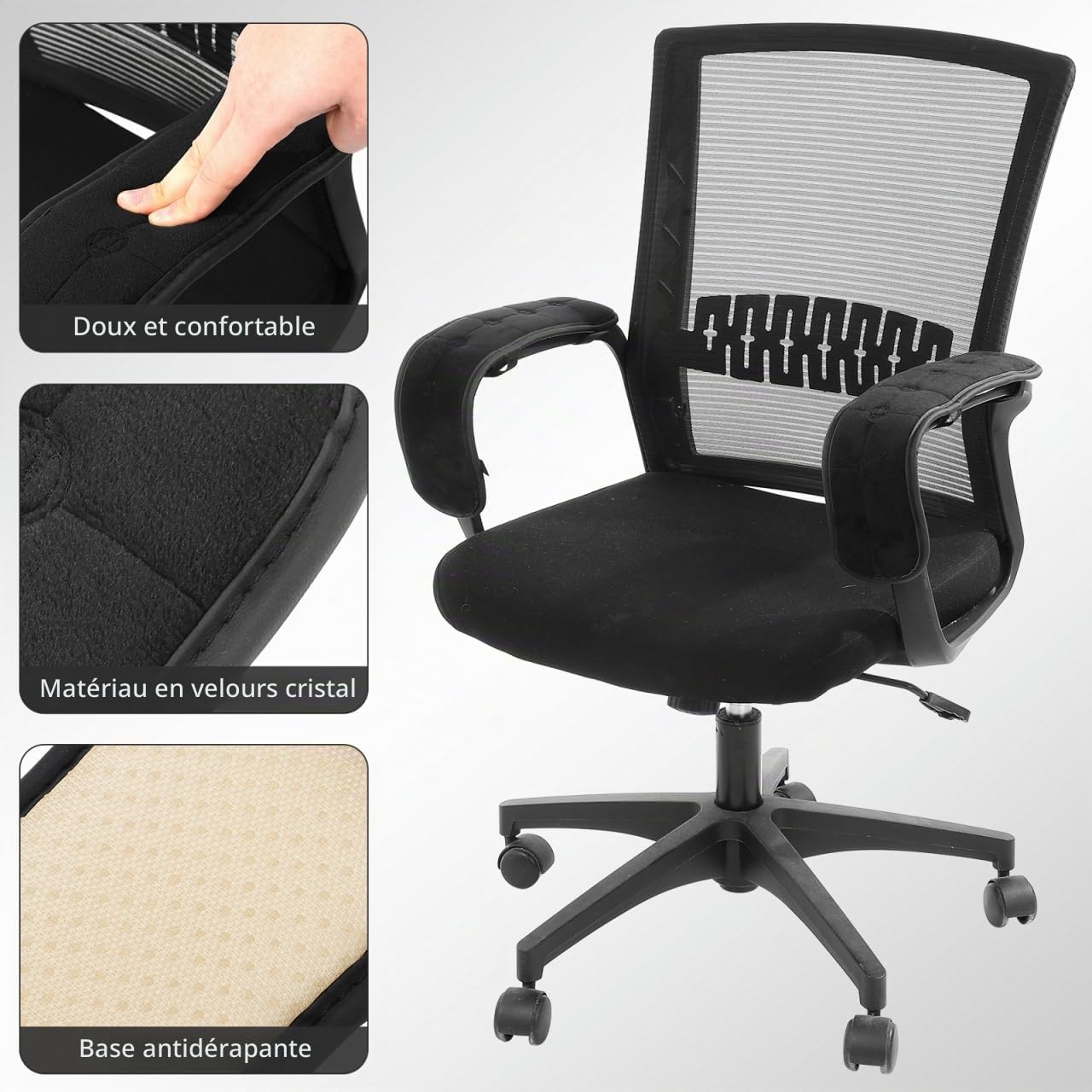 Operitacx Coussins D'Accoudoir Élastiques pour Chaise De Bureau 17.72X3.94X0.39 Pouces Protection Confortable pour Accoudoirs De Chaises De Bureau Salle À Manger Et Loisirs