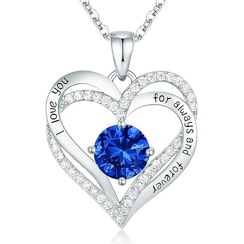 CDE Forever Love Heart Necklaces for Women, Wedding Anniversary, Birthday Mothers Day Christmas Day Gifts for Mom, Mother, Wife, friend, S925 Silver Jewelry with Birthstone Pendant