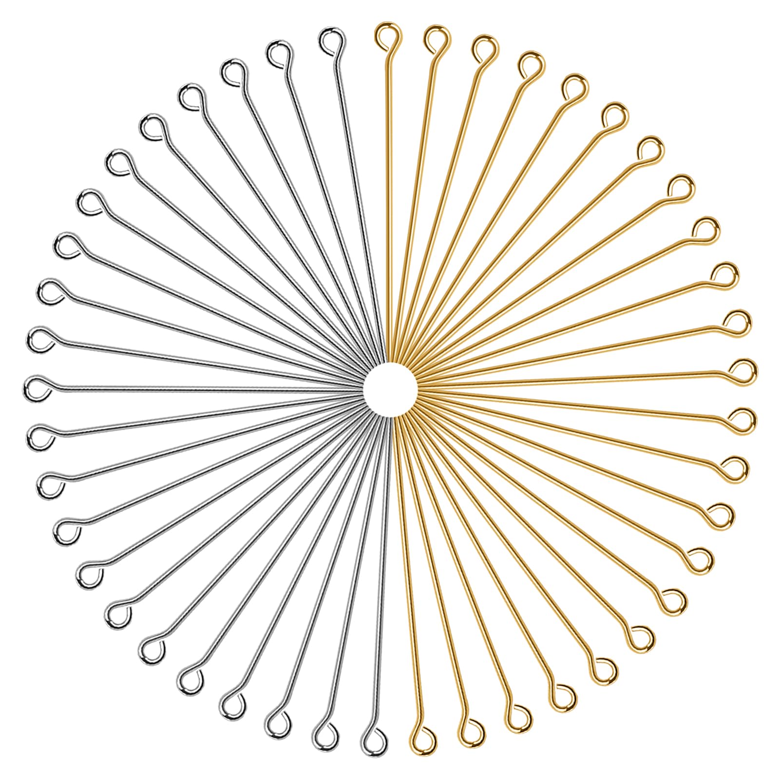 TOAOB 200pcs 70mm Open Eyes Pins Silver Gold Long Head Pins Stainless Steel