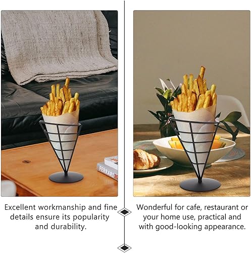 Miniatura 4 de Luxshiny Recipientes para magdalenas para papas fritas, soporte de cono de alambre de metal, soporte para papas fritas, estante de exhibición para