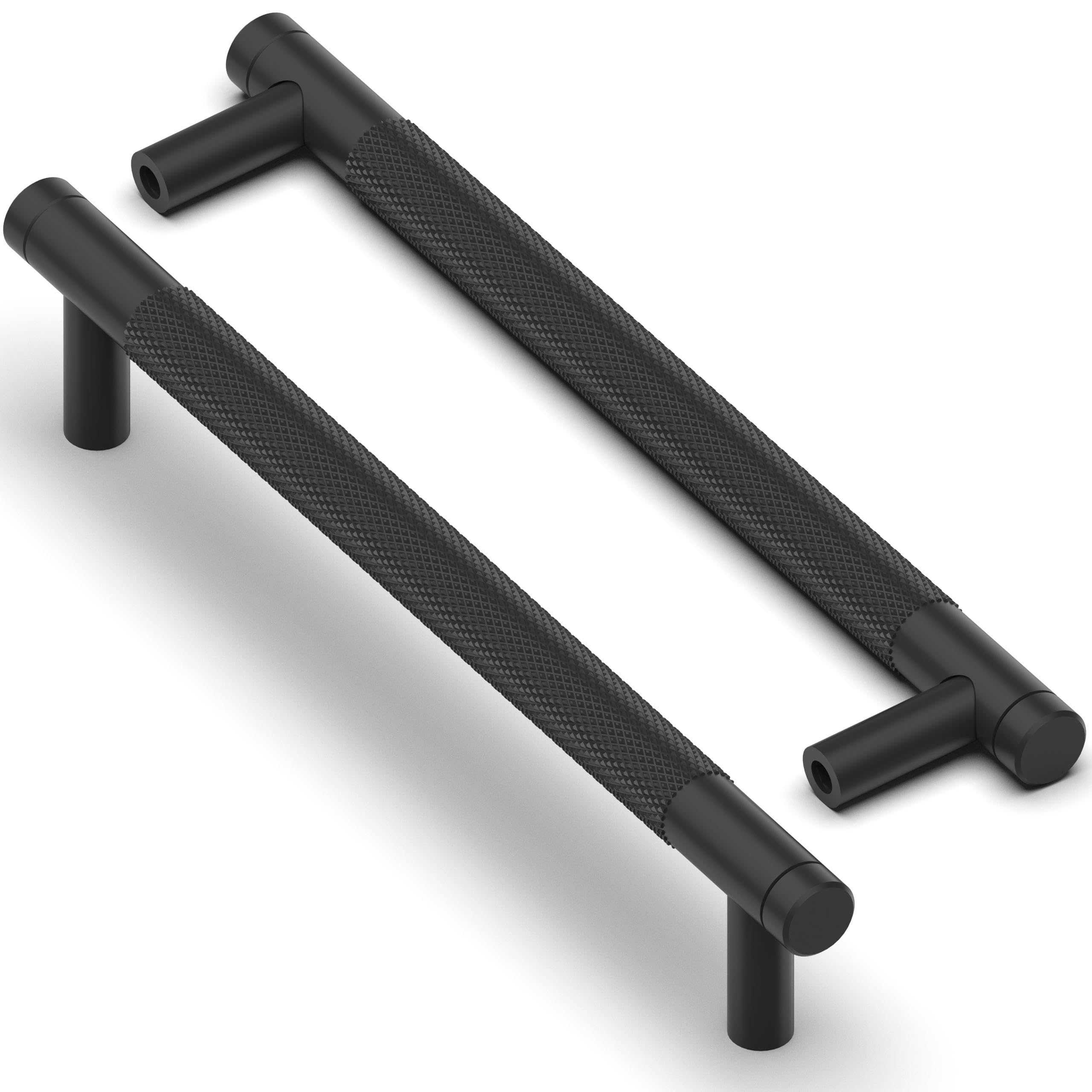 Asimerdeco 10 Pack Matte Black Knurled Cabinet Pulls 6.3 Inch(160mm) Kitchen Cabinet Handles Cabinet Hardware Drawer Pulls