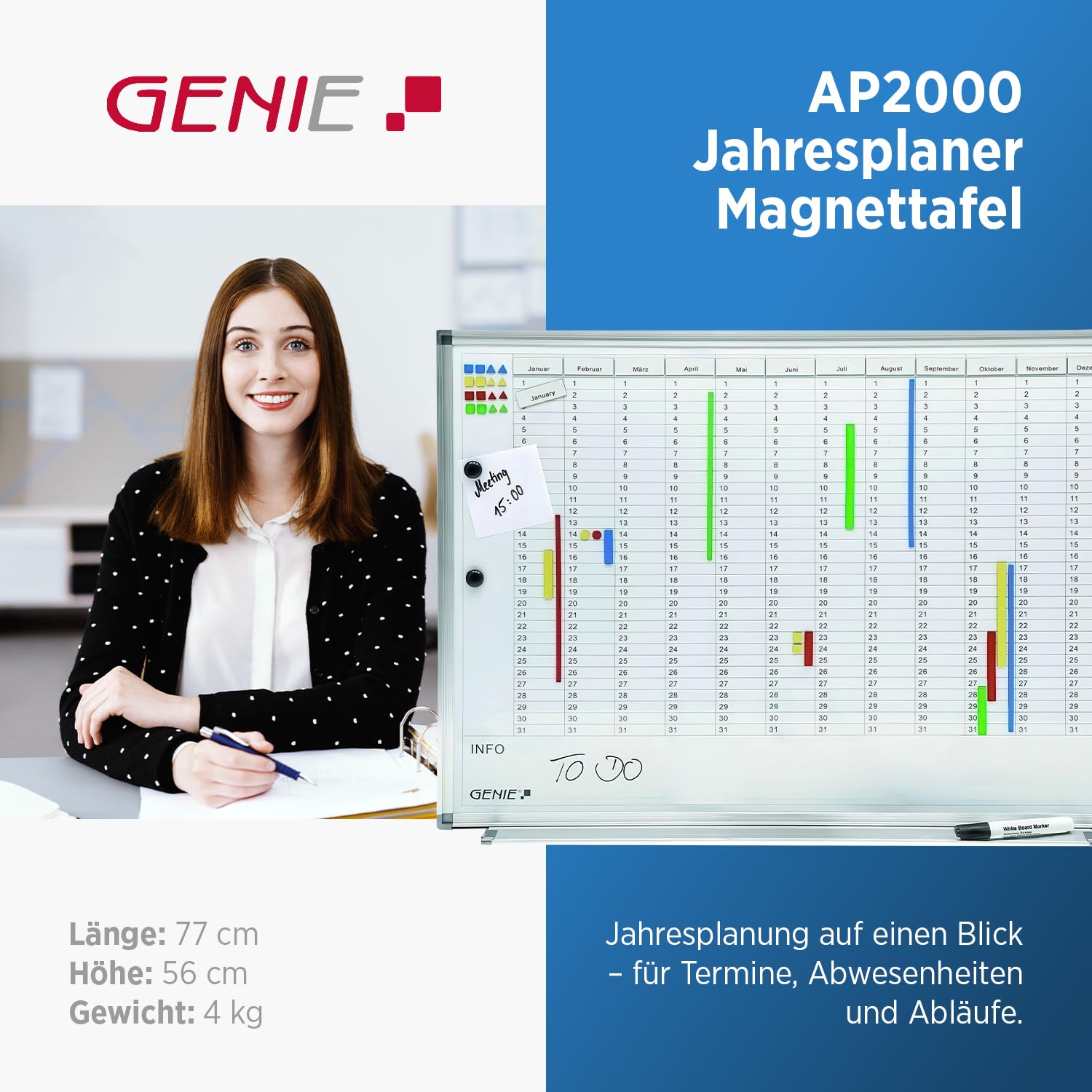 GENIE AP2000 terminarz roczny, tablica magnetyczna, terminarz, tablica suchościeralna, tablica do przypinania
