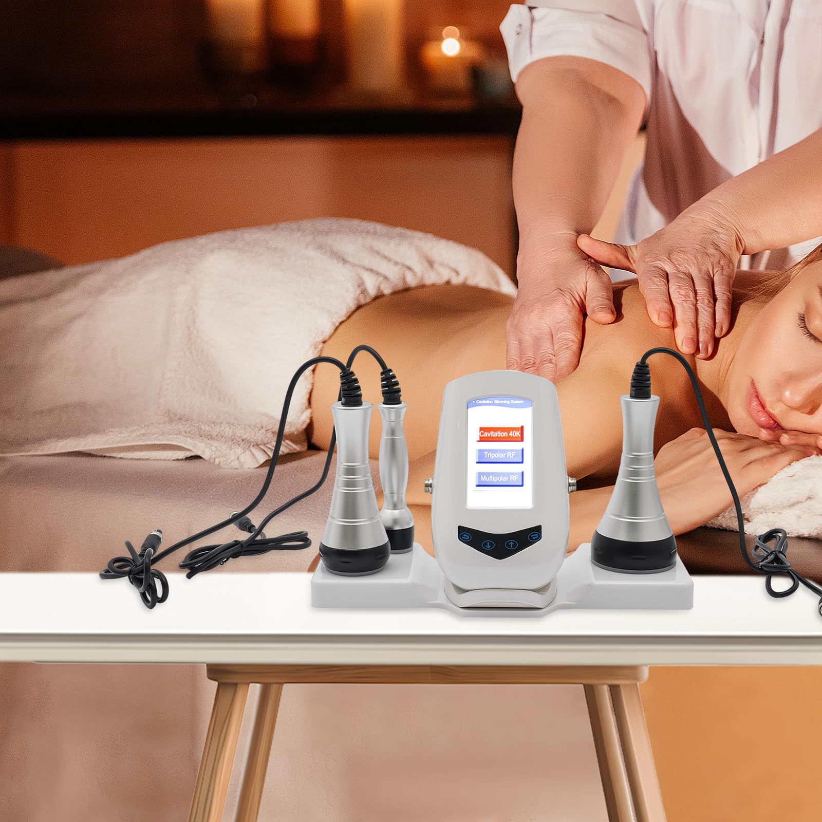 Machine Cavitation RF Ultrasonique, Appareil Minceur Body Sculpting 50W 40K, Anti Cellulite Raffermissement Peau Lifting Visage Corps, Drainage Lymphatique, Usage Maison Institut Spa