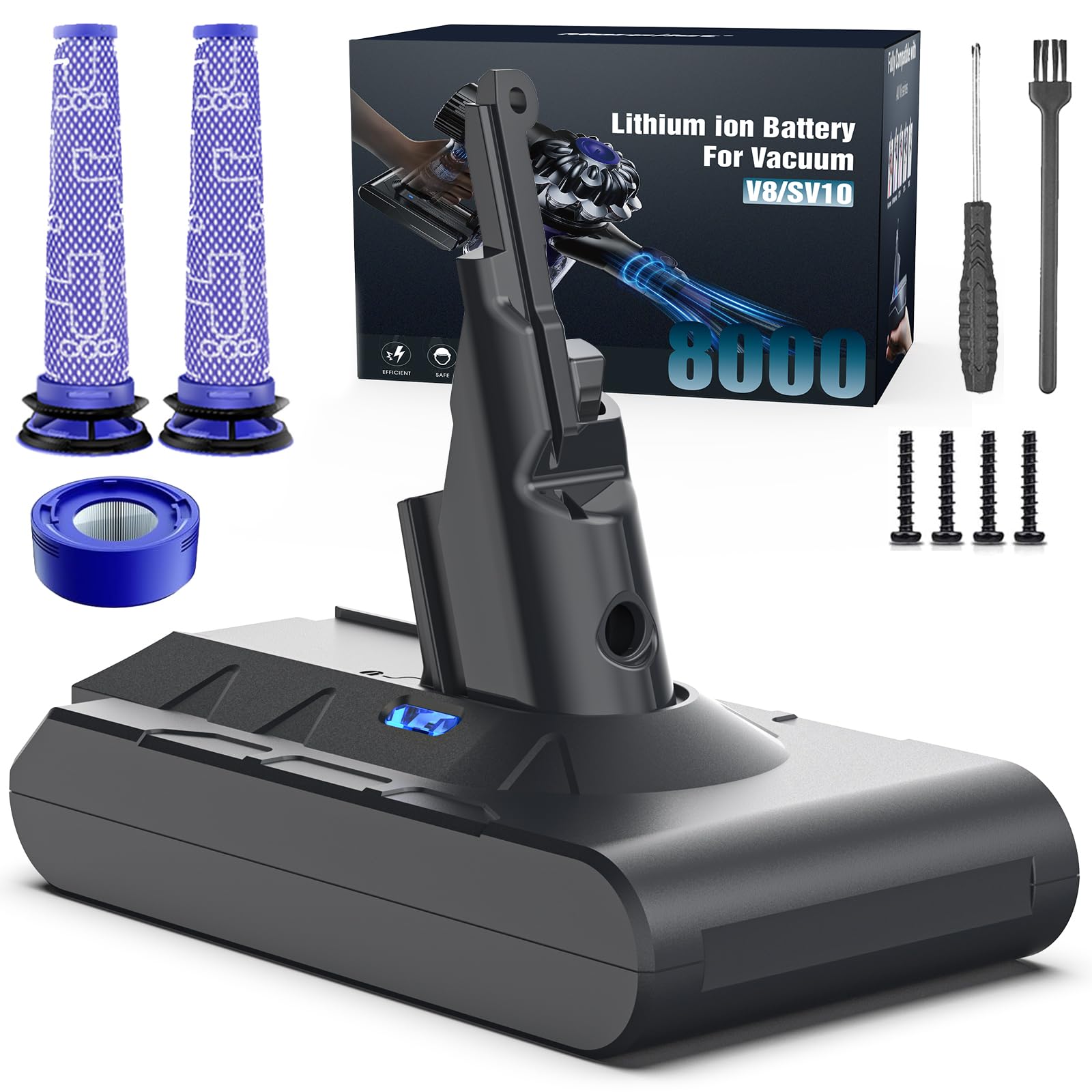 Amazon.com: 8000mAh Rechargeable Replacement Battery for Dyson V8