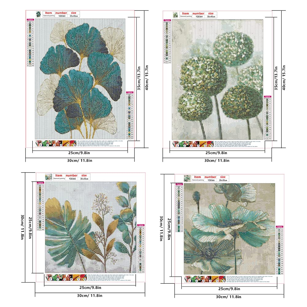 DCIDBEI 30 x 40 cm 4 Pezzi Diamond Painting Amore, Fai Da Te Pittura con Numeri Fiori, Kit punto Croce Teschio Coppia per Adulti, Pittura e Artigianato Regalo per Feste/Decorazione Murale