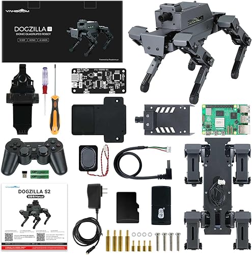Yahboom Smart AI Robot Dog Raspberry Pi5 Adultos AI ROS Python programable 12 articulaciones biónica mecánica perro reconocimiento de color OpenCV