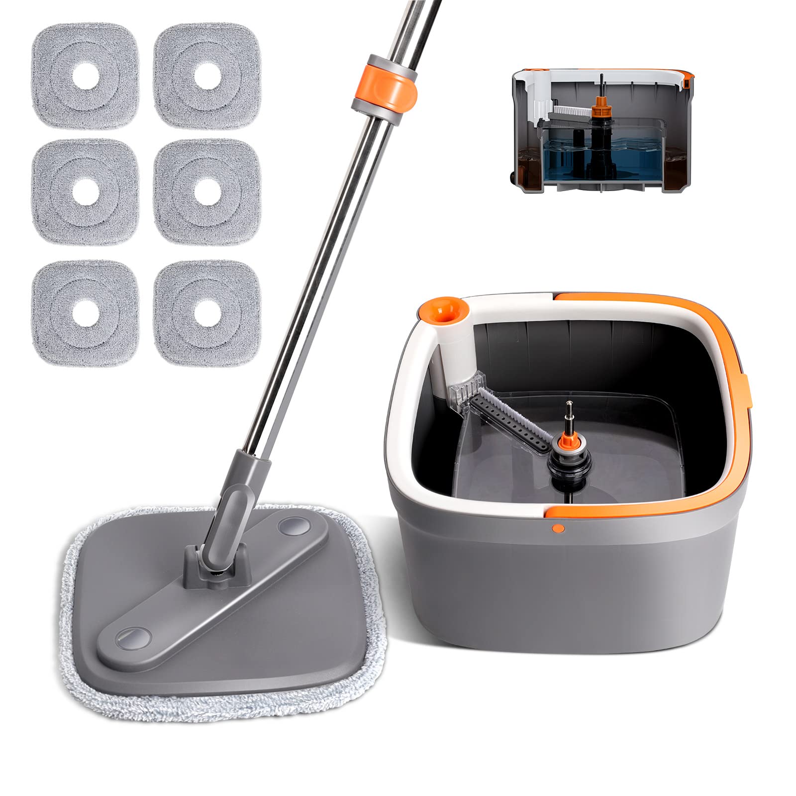 Buy Spin Mop and Bucket System, 2in1 Water Separation Bucket with