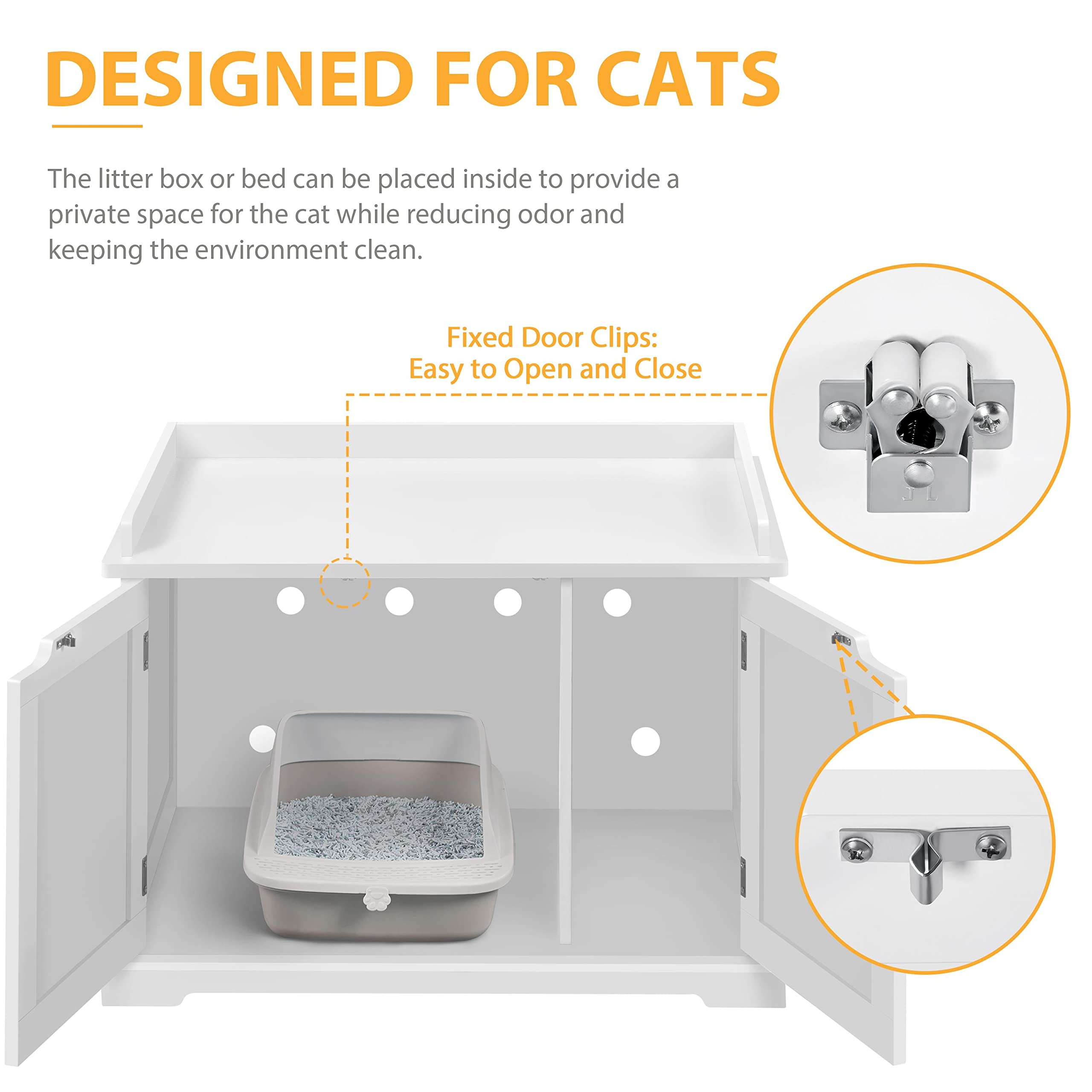 Yaheetech Wooden Cat Litter Box Enclosure, Indoor Hidden Litter Box