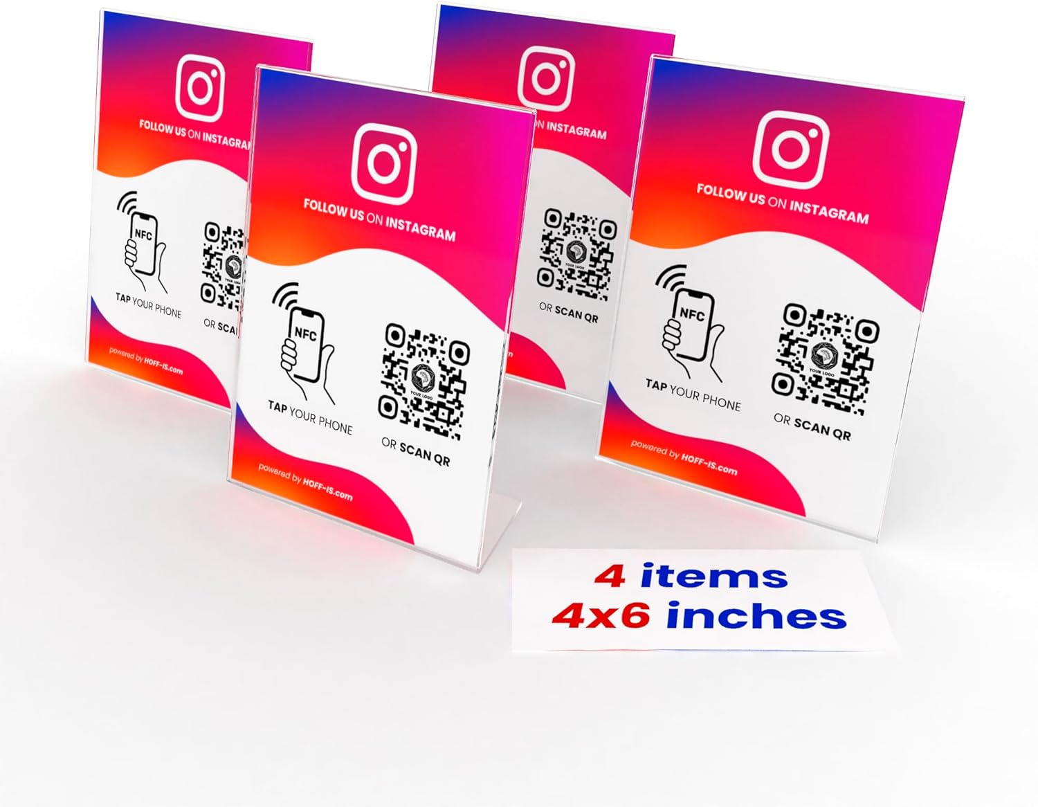 NFC Stand for Instagram follows | NFC & QR Code custom sign for Instagram follows (1 Stand | 5x7 inches)