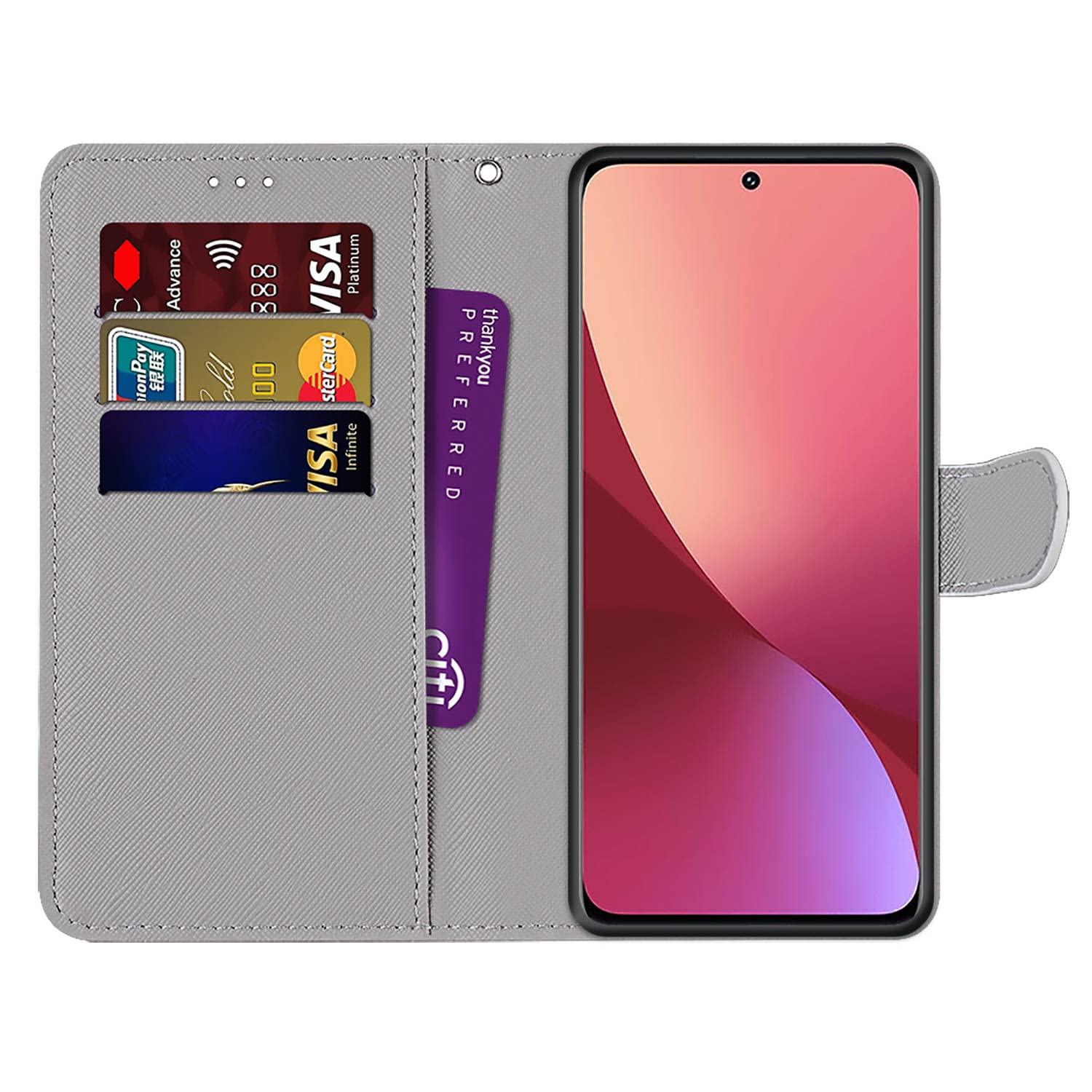 Custodia Portafoglio Per Xiaomi 12 Con Fessure E Cinghia – Cover In Pelle Con Gatto, Protezione 360°