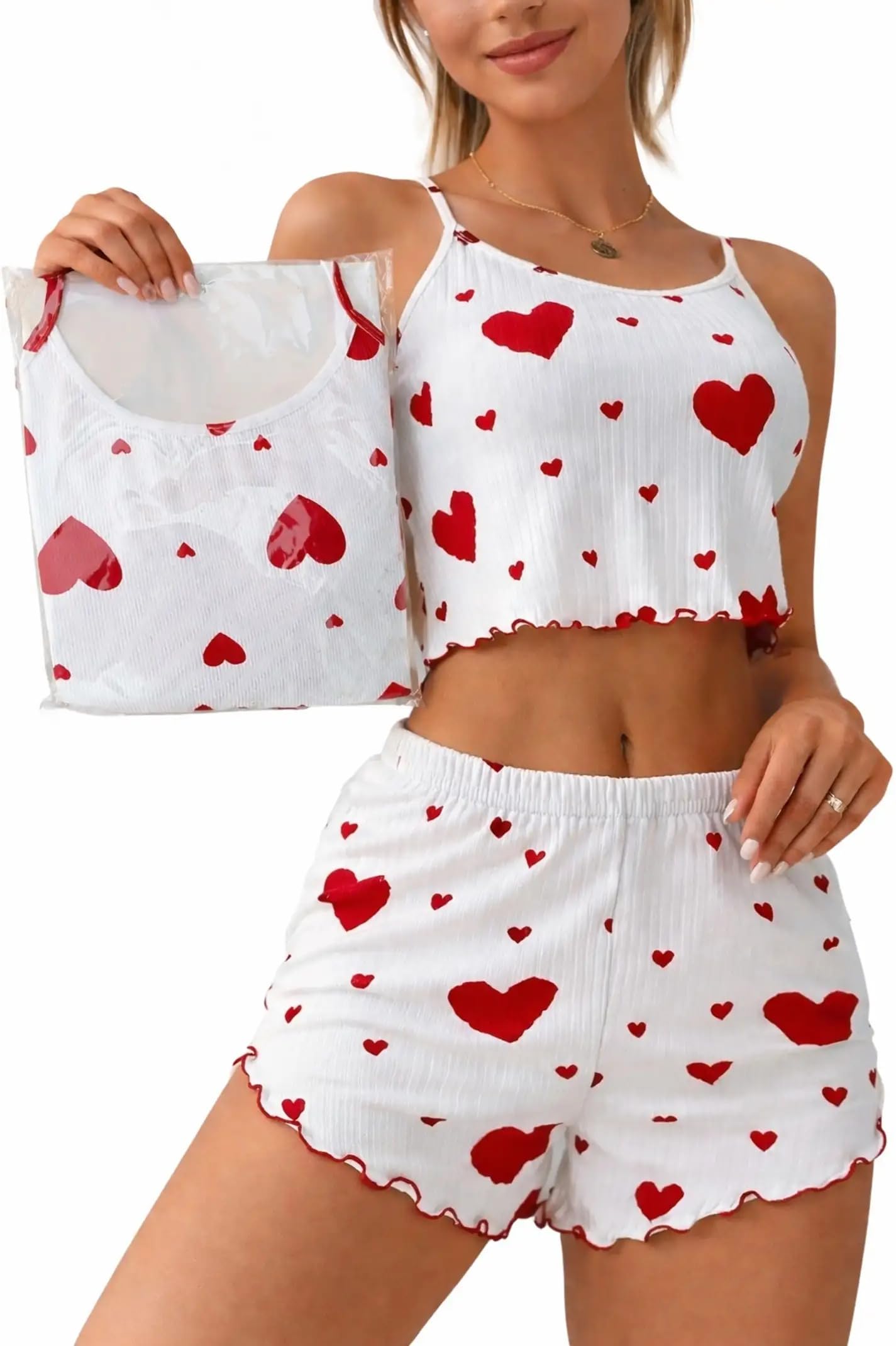 newba Print Cami Top and Shorts Lingerie Set,ONE Size (FITS 30 to 36)-picture-44