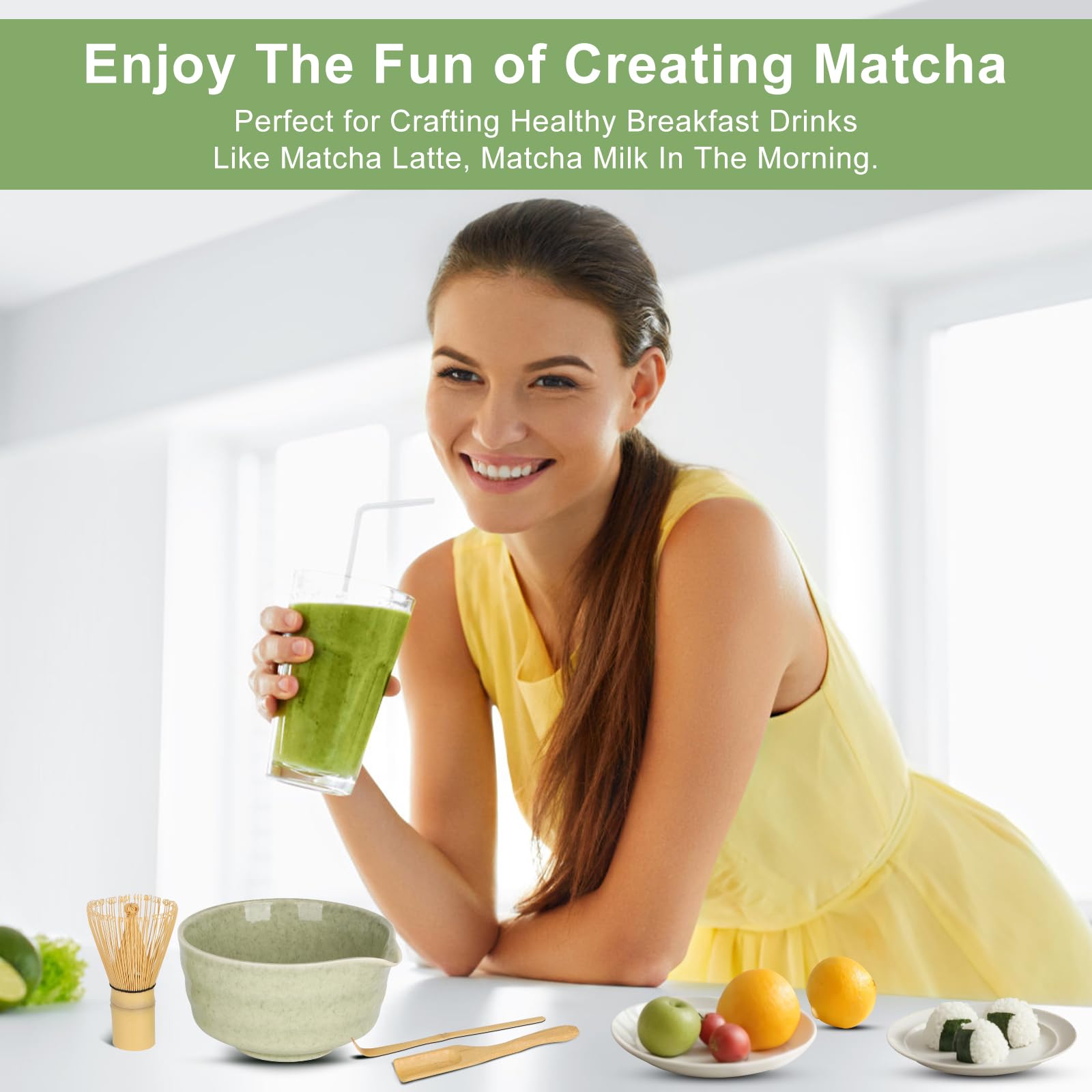 HuiJuKeJi Matcha, set per matcha, ciotola per matcha, con beccuccio