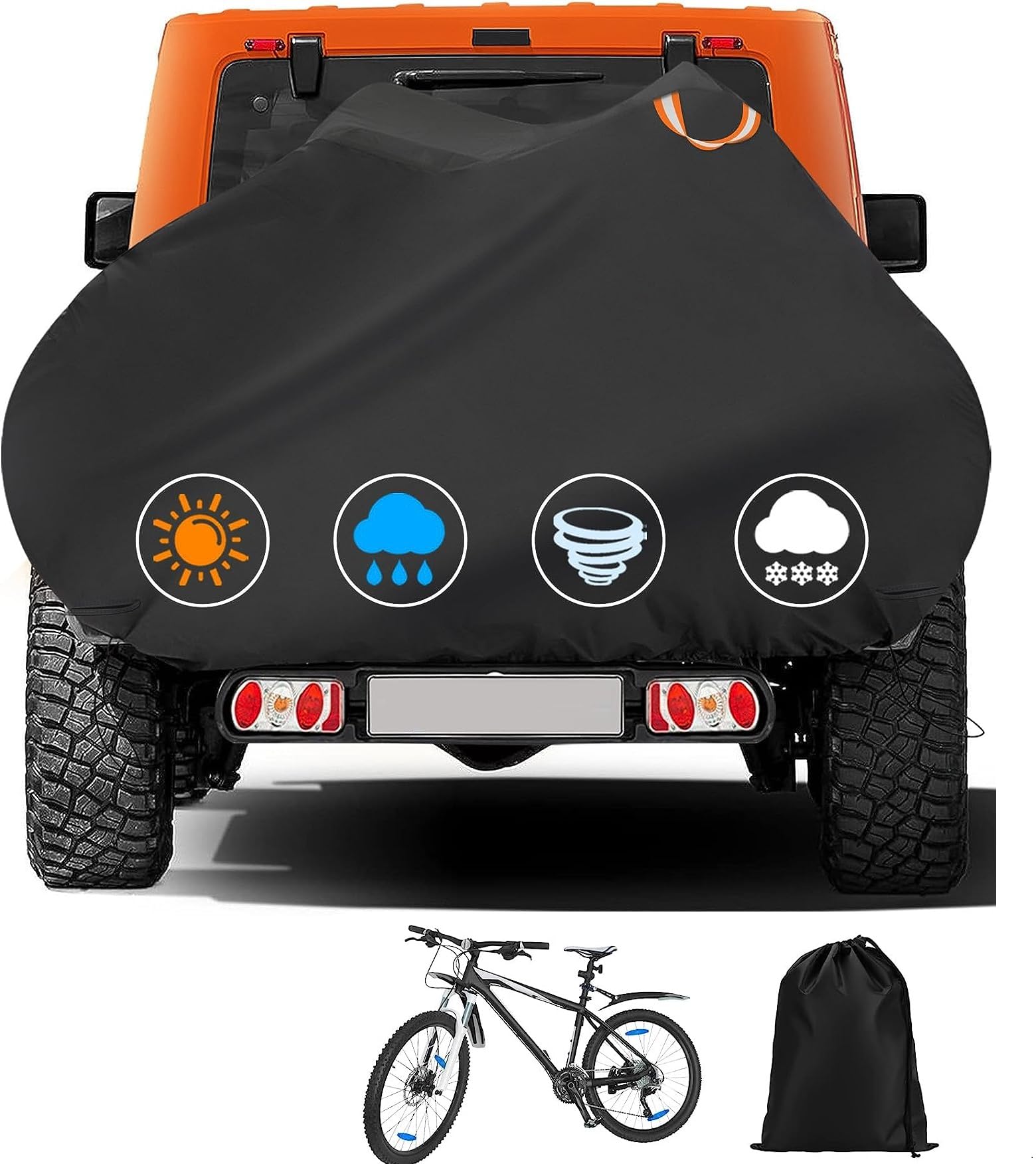 Bike Cover for Outdoor Transport 1 Bikes on Car Rear Bike Rack Transport Waterproof & Heavy Duty, 600D Bicycle Rack Covers for 1 Bikes on Car Hitch Travel Storage (L-1 Bike (Black))