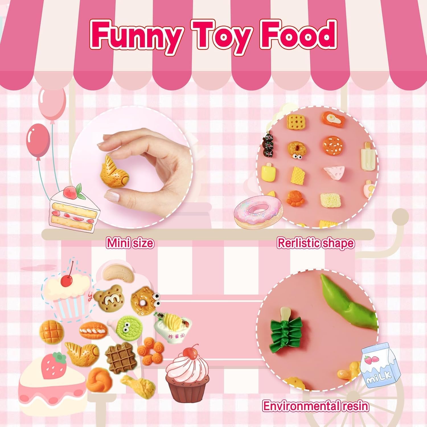 50PCS Mystery Blind Bag Mini Resin Figures, Random Surprise Collectible Figurines, Cute Tiny Miniatures for Crafts, Dollhouse Accessories, Fairy Garden Decorations, Party Favor Toys Food
