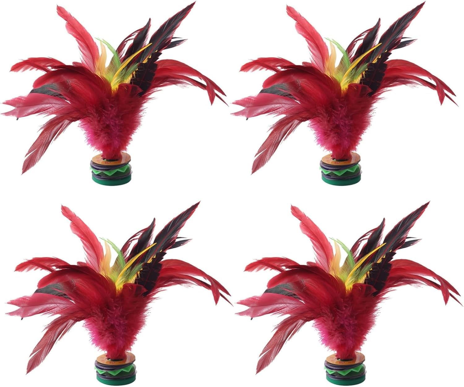 Hehglng 4Pcs Colorful Badminton Kick Shuttlecock Fadeless Feathers Chinese Shuttlecock Adults, Chinese Jianzi Foot Feather Sports Toy for Indoor and Outdoor Sports(20cm)