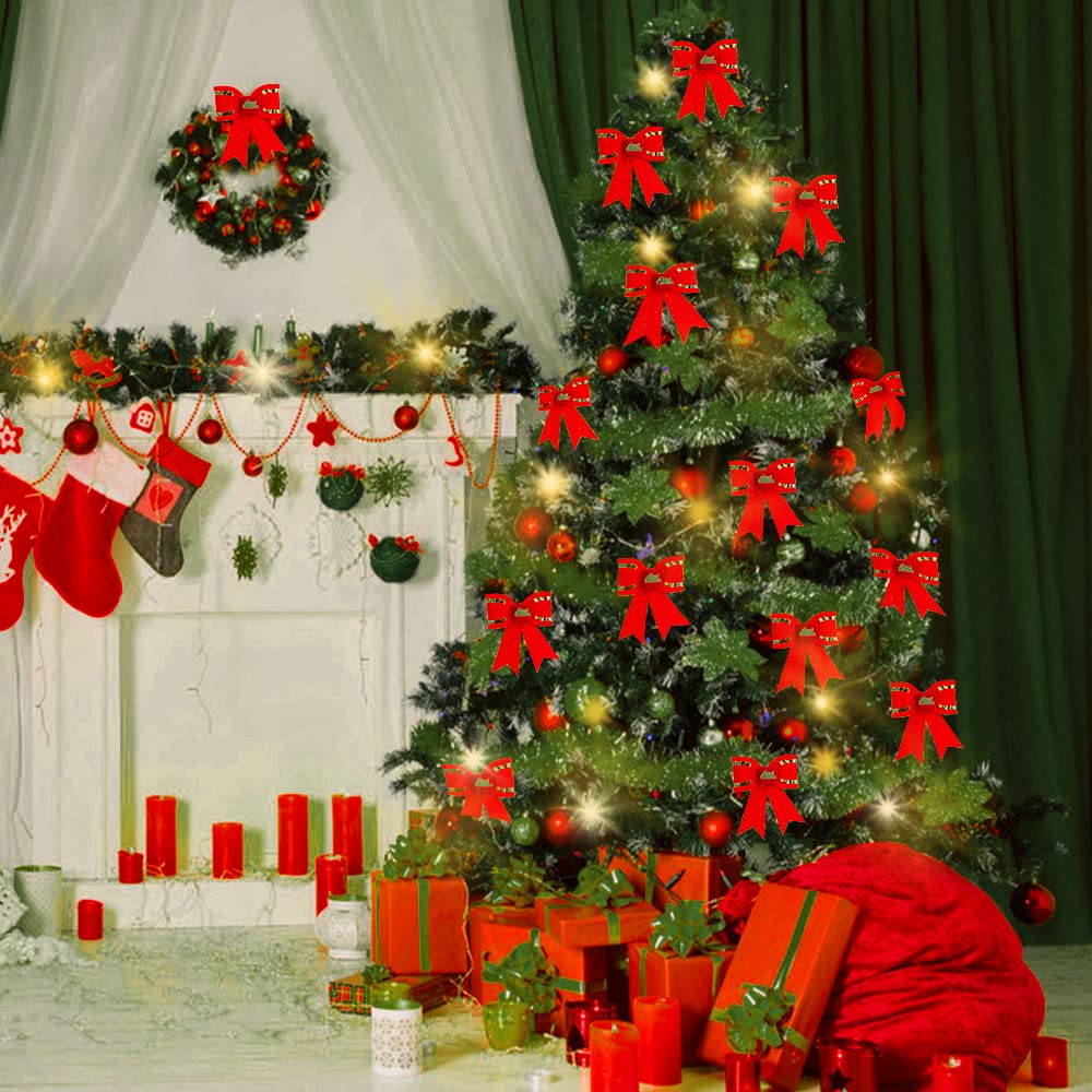 Grandi Fiocchi Di Natale Per Ghirlanda, Fiocco Decorativo Per Albero Di Natale, Fiocchi Decorativi In Velluto Rosso, Fiocco Da Appendere All'albero Di Natale, Fiocchi In Velluto Per Decorazione Della