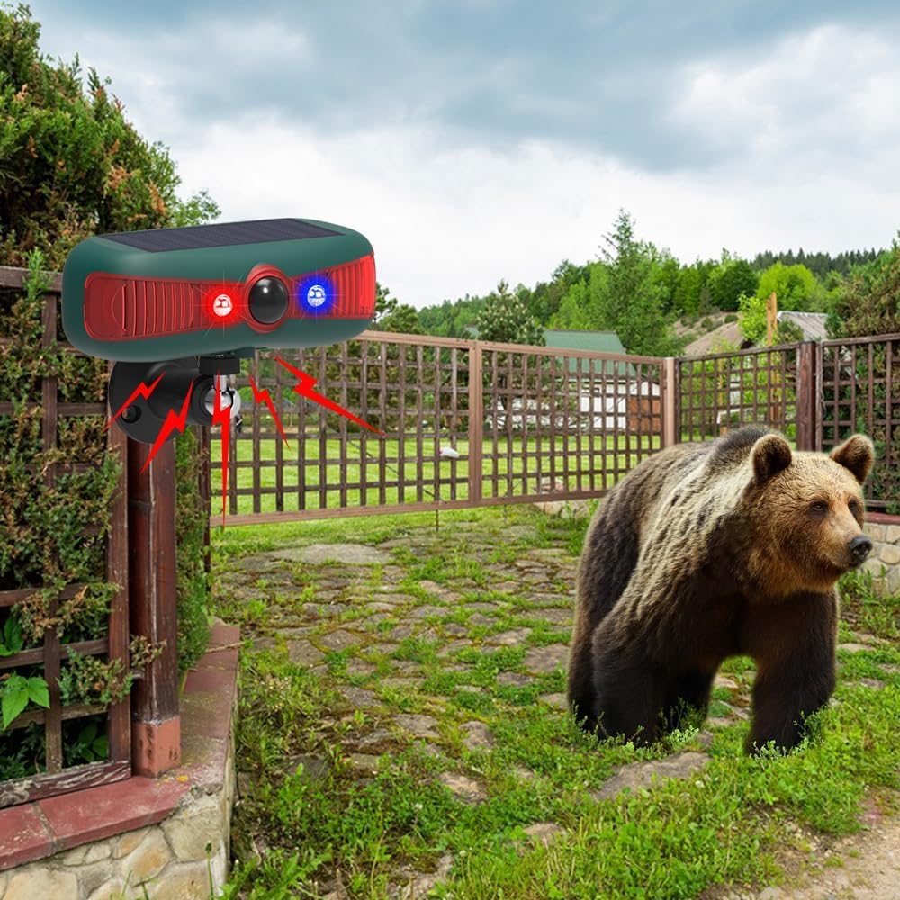 Alarma solar sensor de movimiento al aire libre, altavoz dual de 129 dB, sistema de alarma de seguridad de sonido 13 impermeable, luz estroboscópica de advertencia, casa granja huerta granero