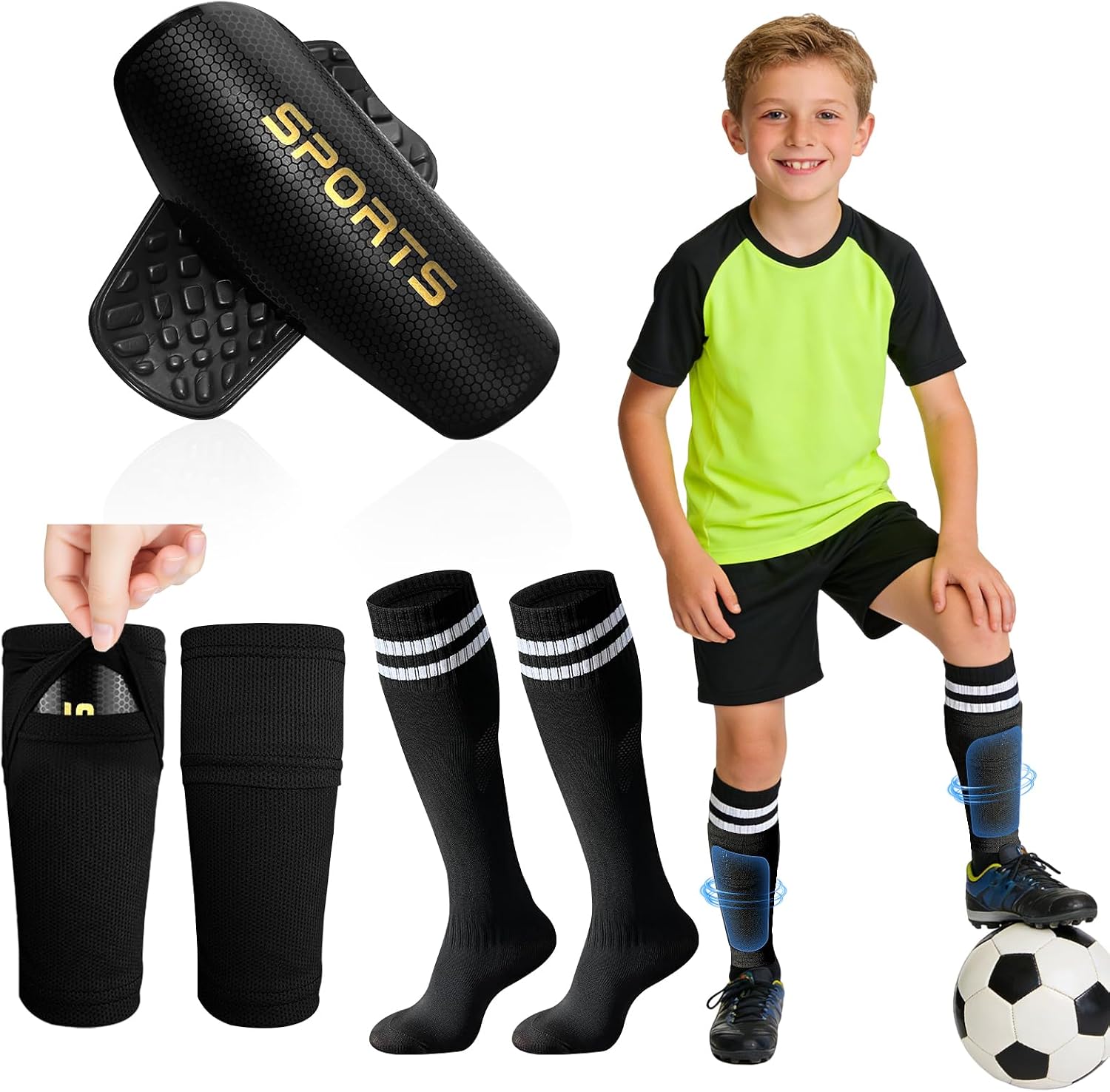 Canilleras de fútbol para niños y adultos talla M