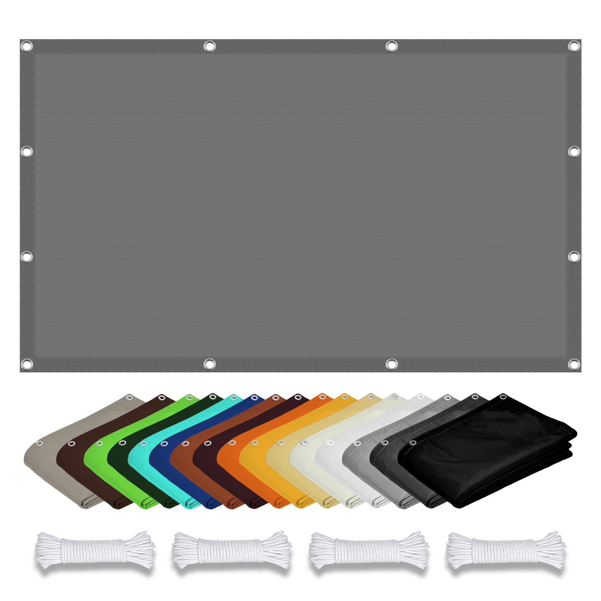Voile d'ombrage extérieur 3x5 m imperméable polyester gris pour jardin