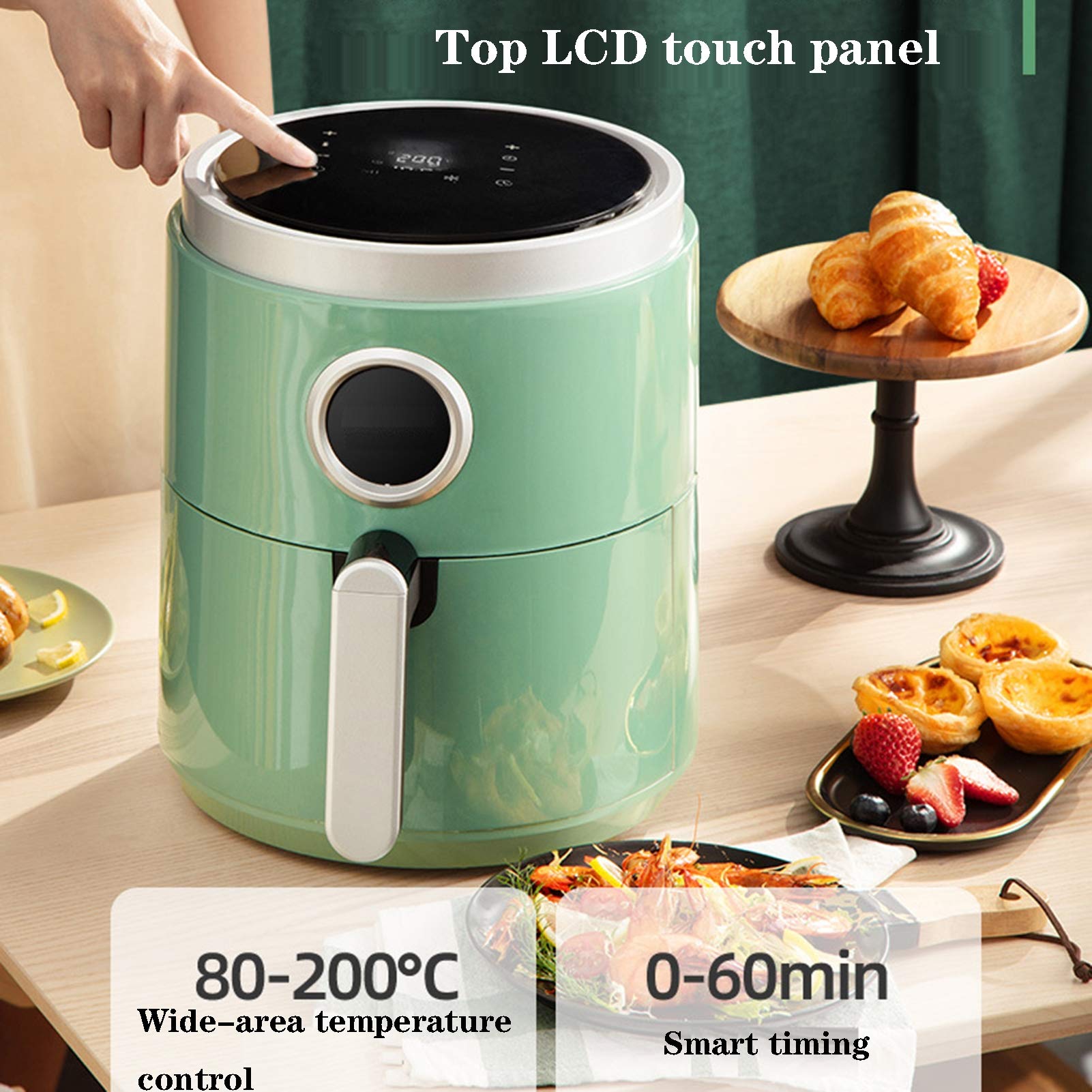 5L 1350W Frytkownica powietrzna Frytkownice do użytku domowego z ekranem dotykowym LCD 0-60 minut Timer i regulowana regulacja temperatury