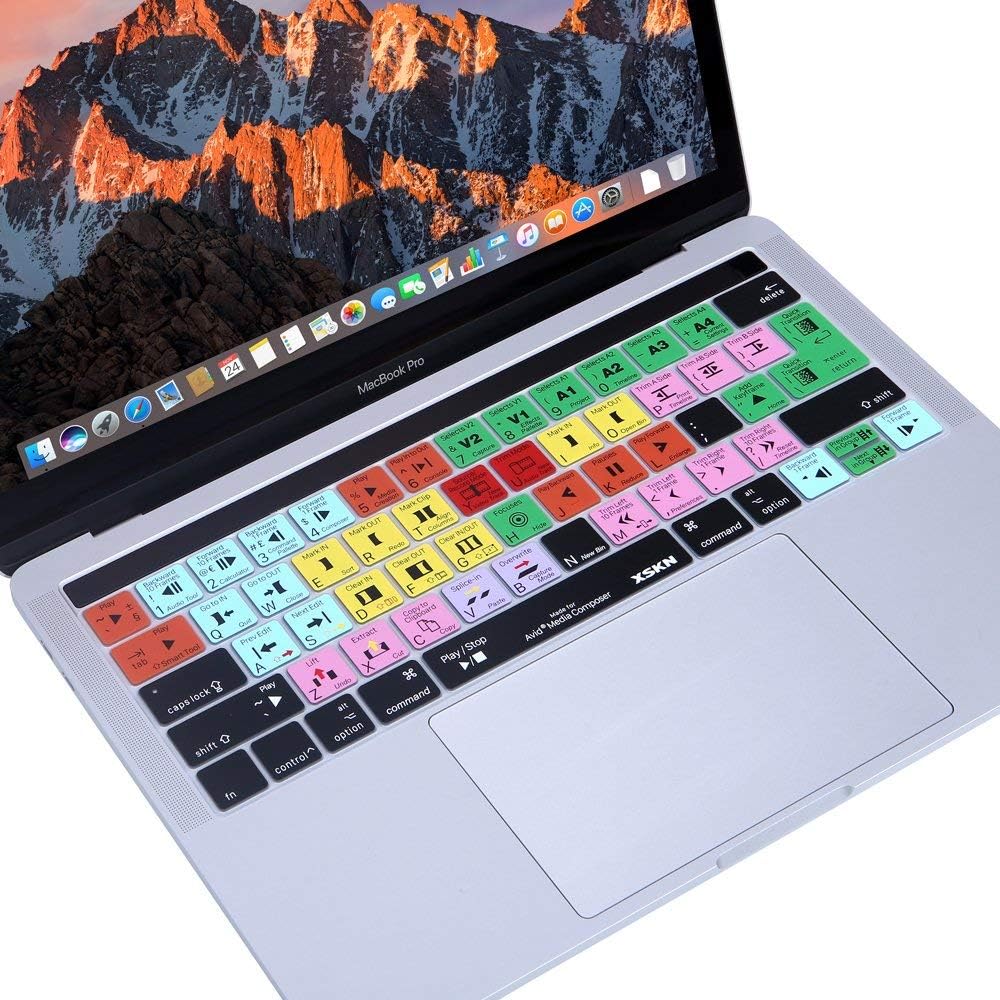 XSKN Avid Media Composer Shortcut Silicone Keyboard Skin Cover for Touch Bar Models MacBook Pro 13" 15" (Model A1706 / A1707 / A1989 / A1990 /A2159), fit US EU Layout Both