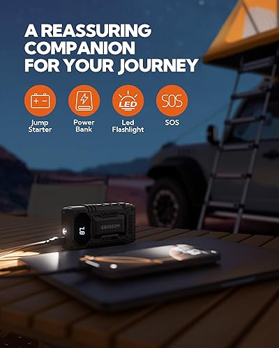 Miniatura 6 de Arrancador de batería de automóvil, caja de salto de batería de 12000 mAh, refuerzo de salto de vehículo de 44.4 Wh con cables de arranque