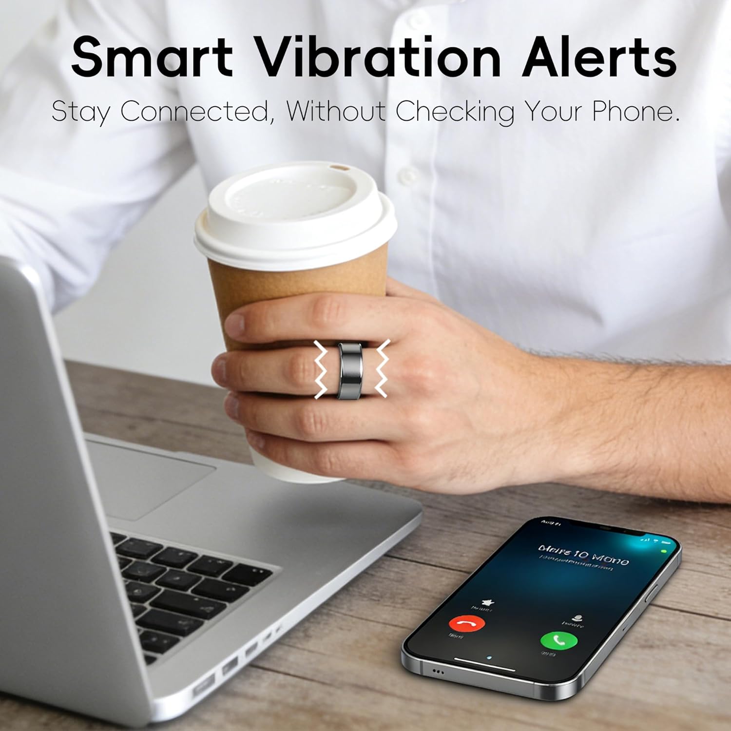 Gen 2 Lite Smart Ring for Men Women: Health, Fitness & Sleep Monitor, Heart Rate, Temp, Vibration, 5ATM Waterproof, iOS Android, Gift (Titanium Grey, 8)