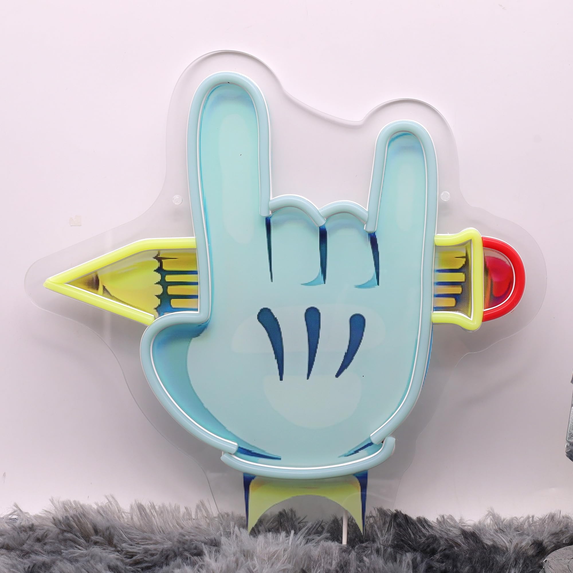 Rock Hand LED Neon Sign USB Powered for Wall Decor, Matita Neon Night Light Sign dimmerabile per la decorazione della stanza del partito della musica Regali di compleanno