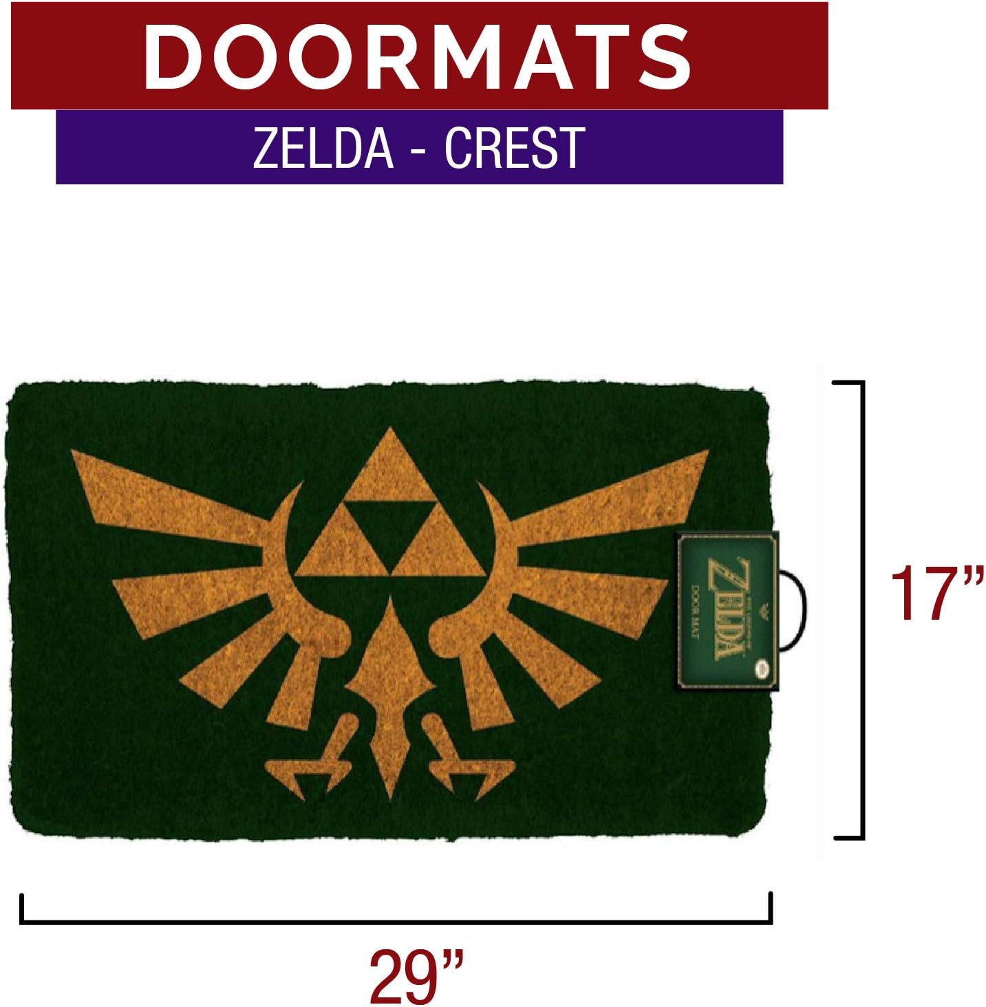 Pyramid America Zelda Crest Coir Doormat - 29" x 17" Indoor/Outdoor Entry Mat with Non-Skid PVC Back - Durable & Easy to Clean