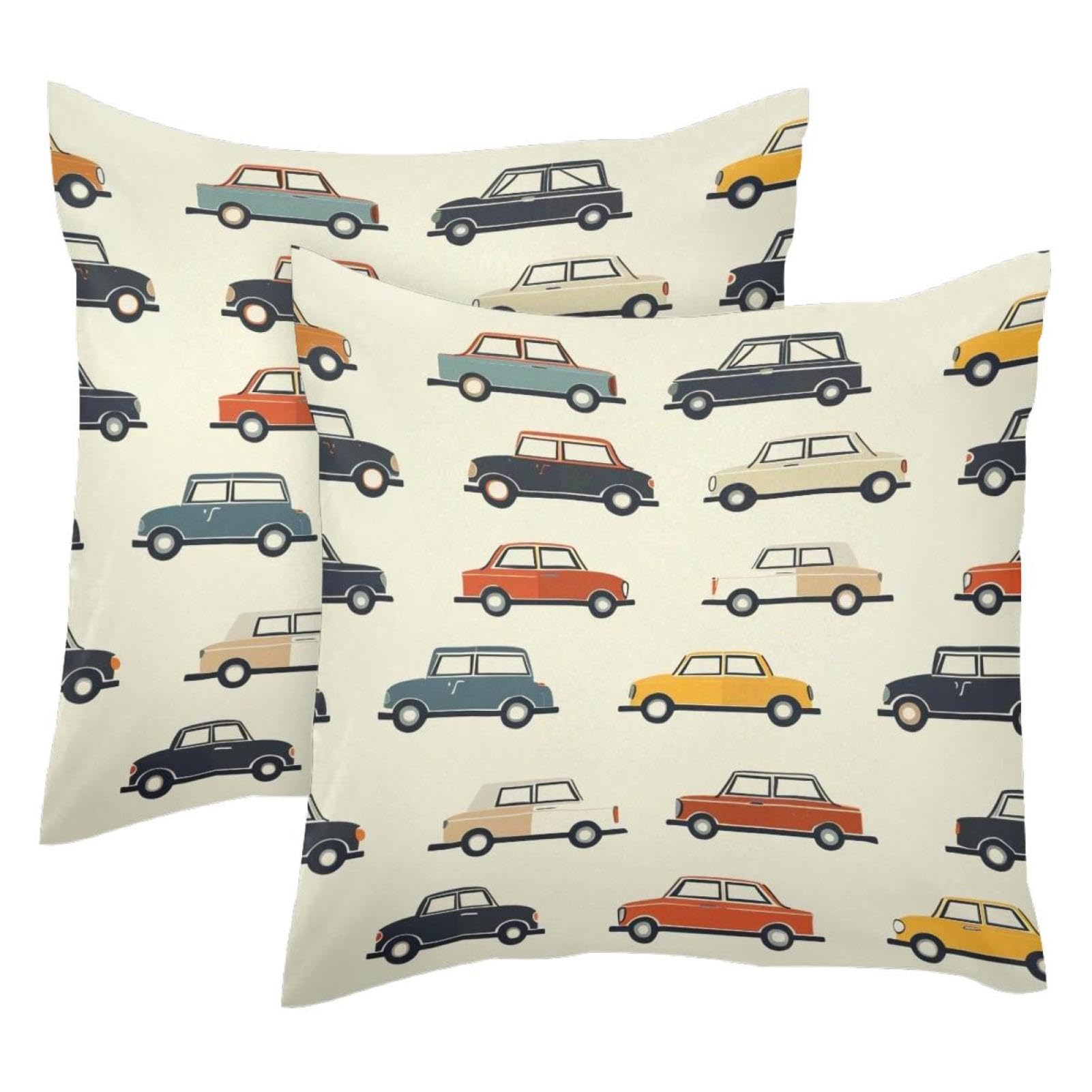 Housse de coussin motif voiture velours deco canape chambre lit 50x50