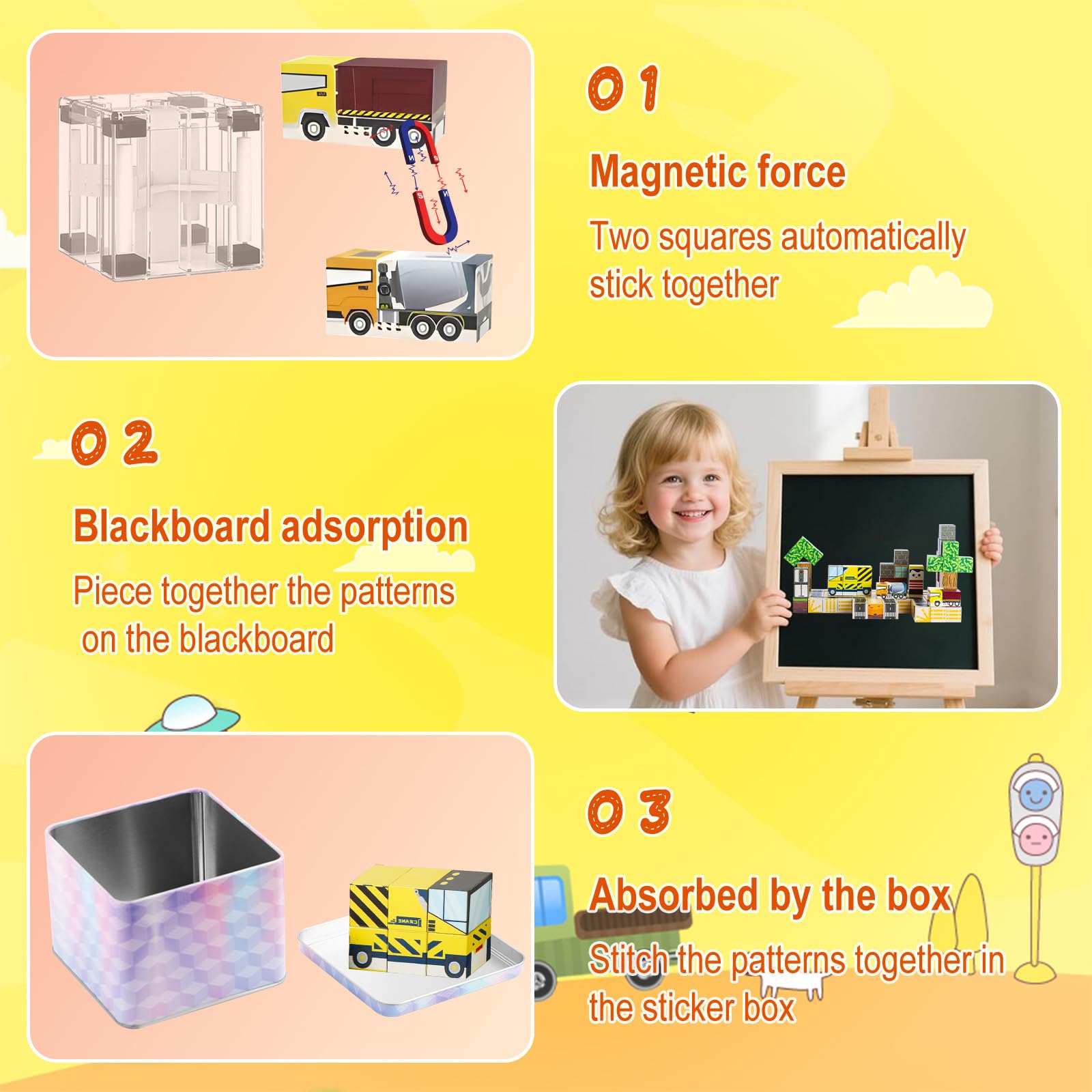 Wonlonda Magnetic Building Blocks, 100 Pieces Construction Set, Castle Theme STEM Learning Toy (CLFK- GCC-100PCS) - Image 3
