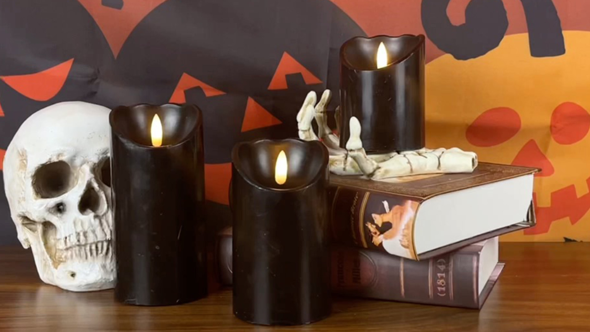 Image of Eldnacele Black Flameless Candles Battery Operated with 6 Hour Timer, Set of 3 Real Wax LED Pillar Candles Realistic 3D Wick Flickering Dinner Party Halloween Indoor Decoration(3 inchD x 4 inch5 inch6 inchH)